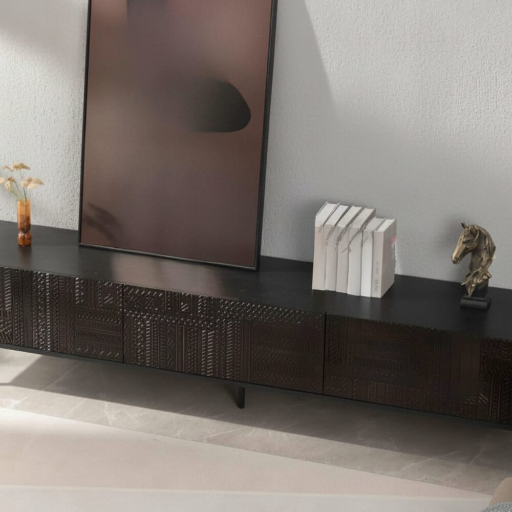 elegant-black-wood-rectangle-carving-long-tv-stand-4 Elegant Black Wood Rectangle Carving Long Tv Stand 4