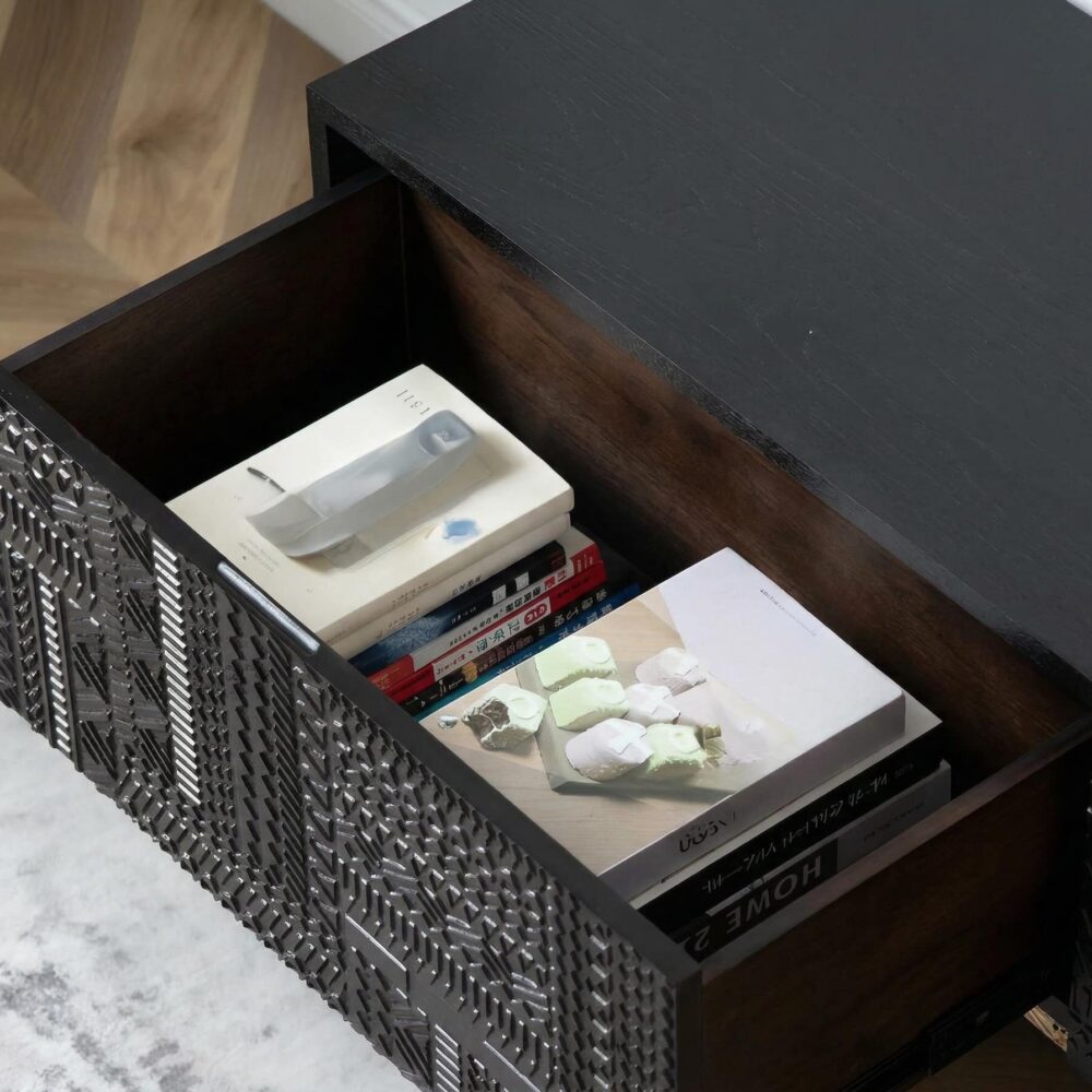 elegant-black-wood-rectangle-carving-long-tv-stand-6 Elegant Black Wood Rectangle Carving Long Tv Stand 6