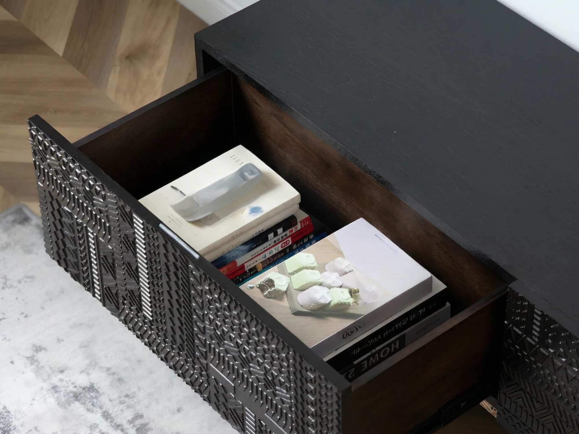 elegant-black-wood-rectangle-carving-long-tv-stand-6 Elegant Black Wood Rectangle Carving Long Tv Stand 6