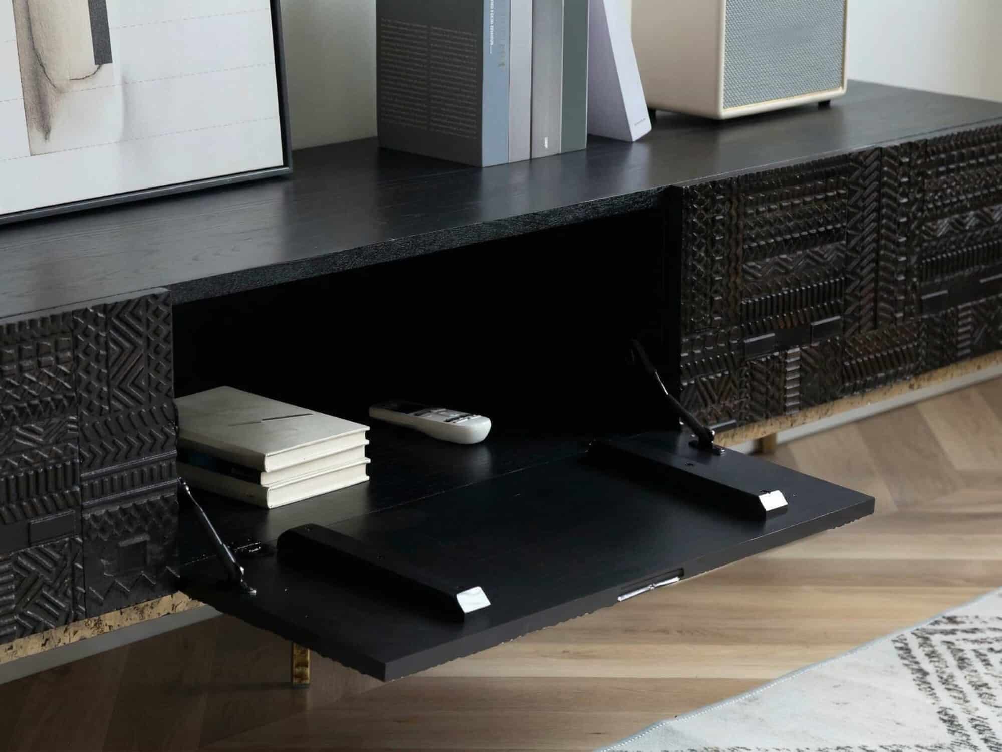 elegant-black-wood-rectangle-carving-long-tv-stand-9 Elegant Black Wood Rectangle Carving Long Tv Stand 9