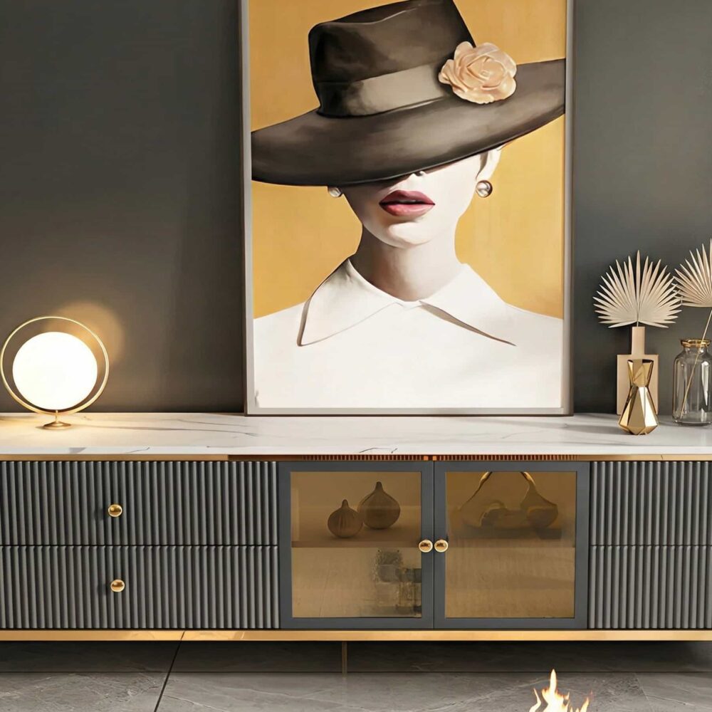 Glam Grey Stone Cabinet Shelves Drawers TV Stand - resized - 相册图 #6 Glam Grey Stone Cabinet Shelves Drawers TV Stand 相册图 #6 resized