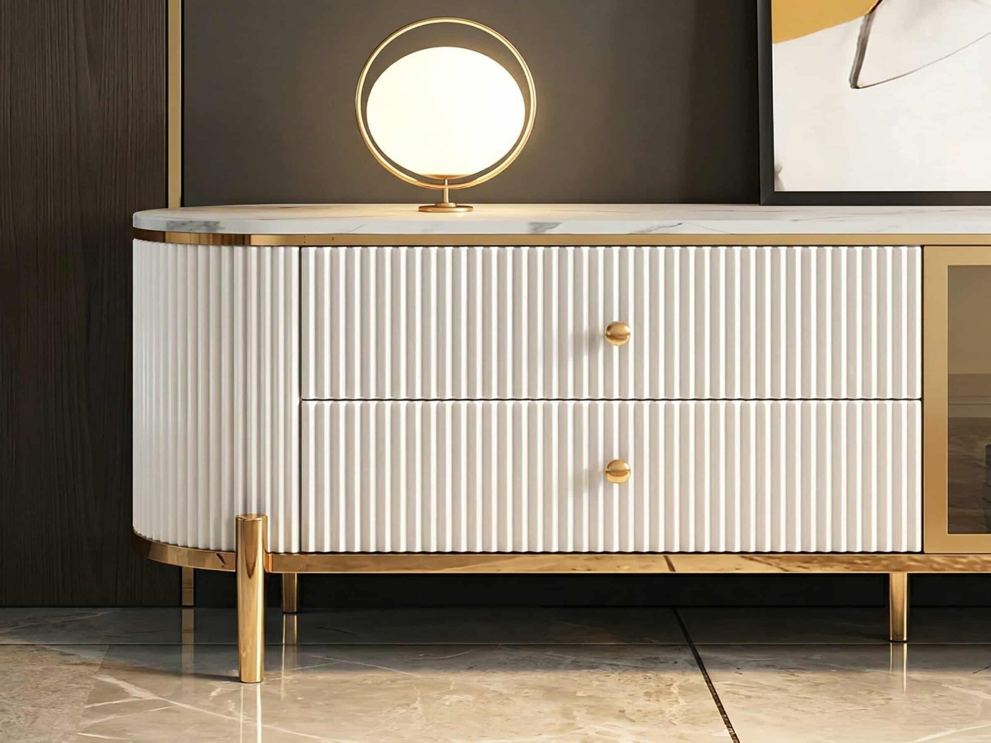 Glam Grey Stone Cabinet Shelves Drawers TV Stand - resized - 相册图 #7 Glam Grey Stone Cabinet Shelves Drawers TV Stand 相册图 #7 resized