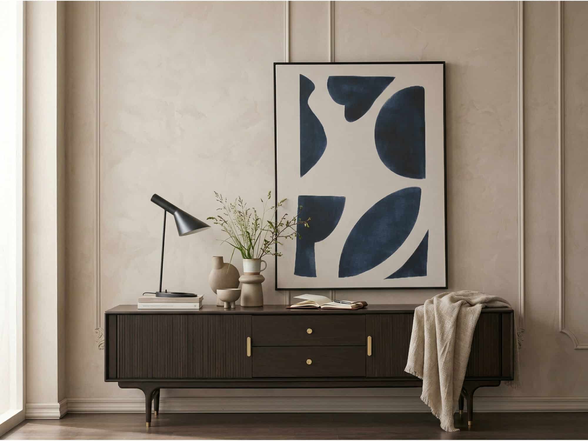 Industrial Oak Wood Enclosed Storage Long TV Stand - scene - 相册图 #2 Industrial Oak Wood Enclosed Storage Long TV Stand 相册图 #2 scene