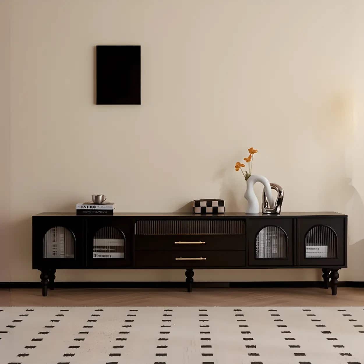 mid-century-modern-black-tv-stand-with-cabinet-glass-doors-4 Mid Century Modern Black Tv Stand With Cabinet Glass Doors 4