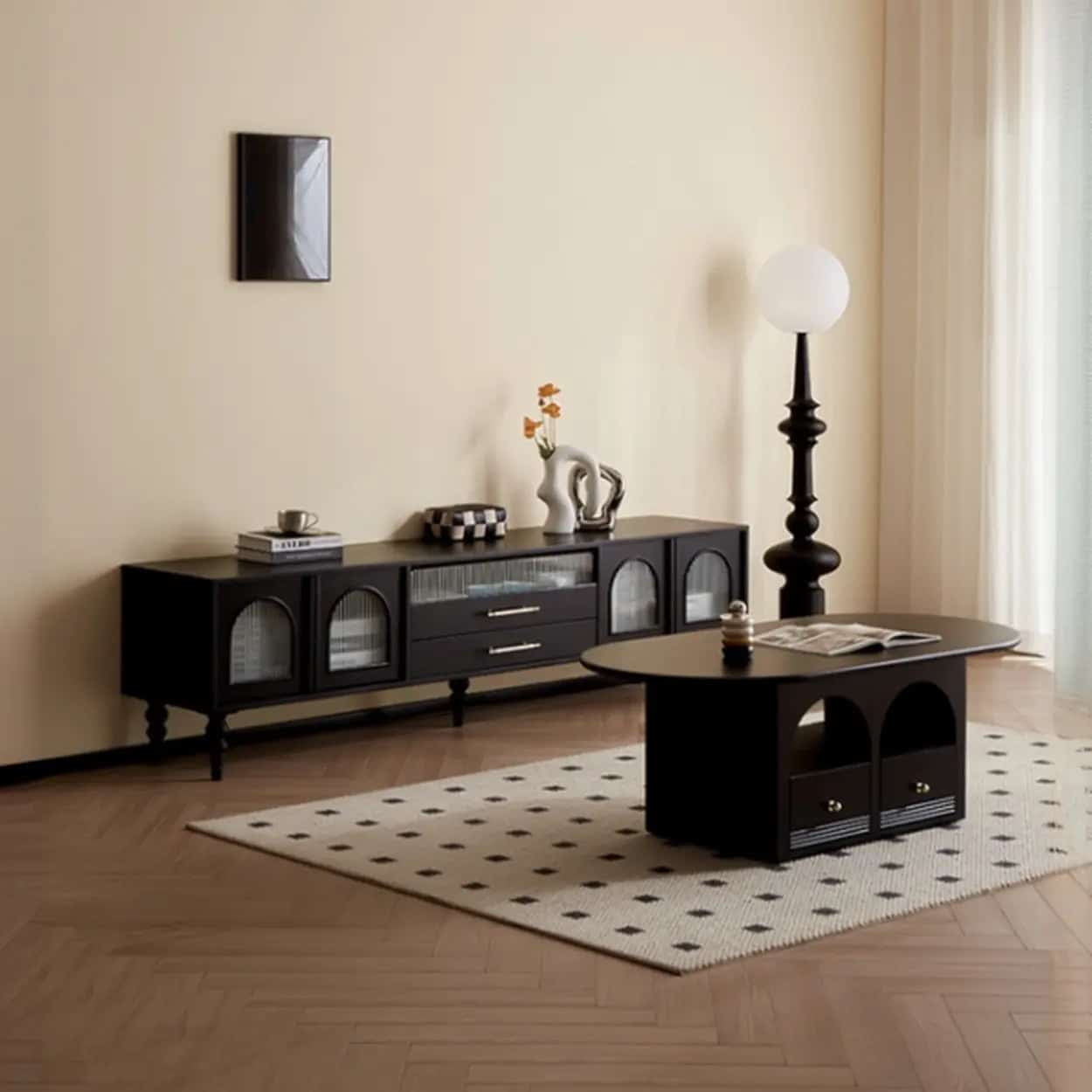 mid-century-modern-black-tv-stand-with-cabinet-glass-doors-6 Mid Century Modern Black Tv Stand With Cabinet Glass Doors 6