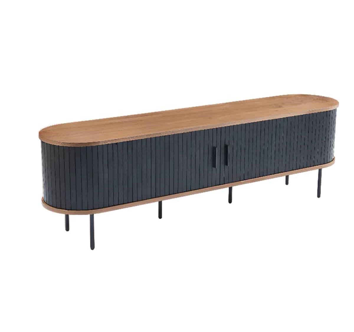 Mid Century Modern Black Wood Tv Stand With Cabinet 2