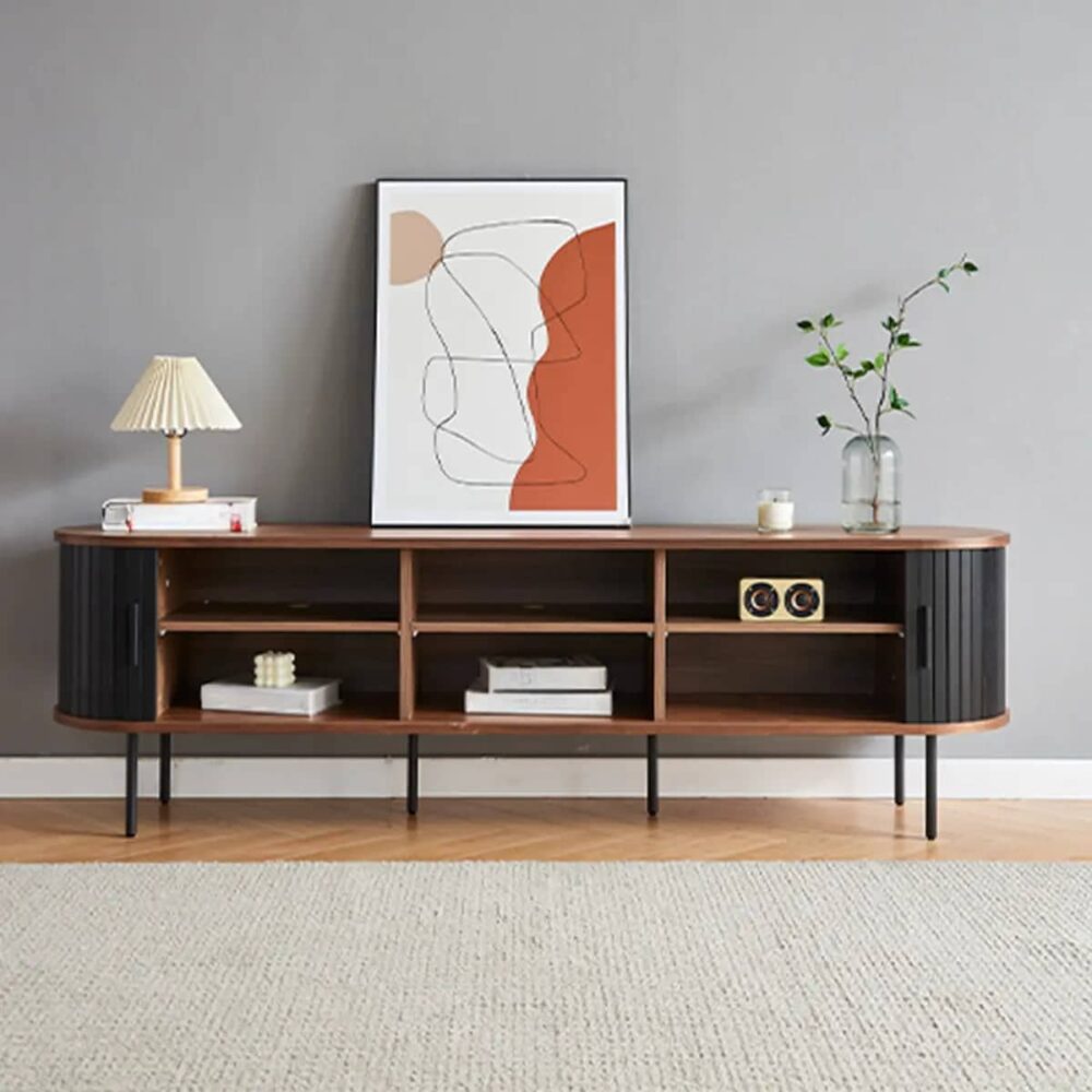 mid-century-modern-black-wood-tv-stand-with-cabinet-3 Mid Century Modern Black Wood Tv Stand With Cabinet 3