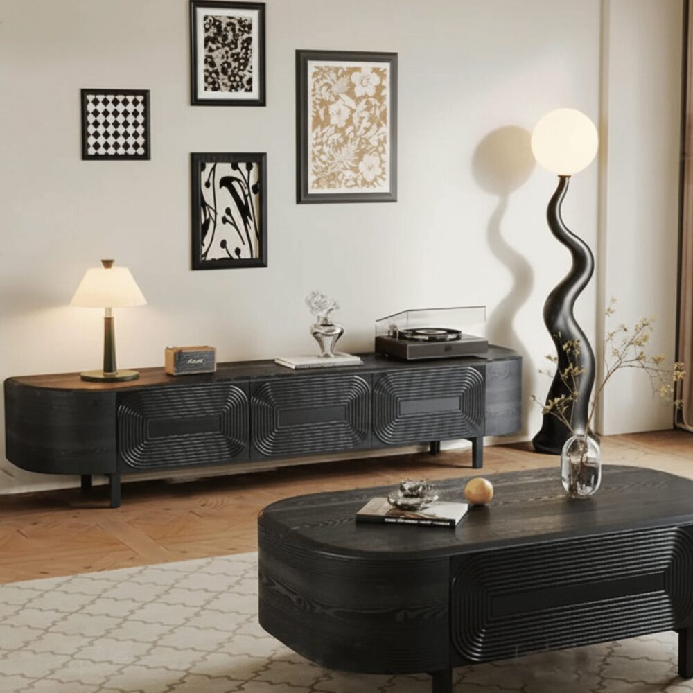 mid-century-modern-black-wood-tv-stand-with-drawers-1 Mid Century Modern Black Wood Tv Stand With Drawers 1