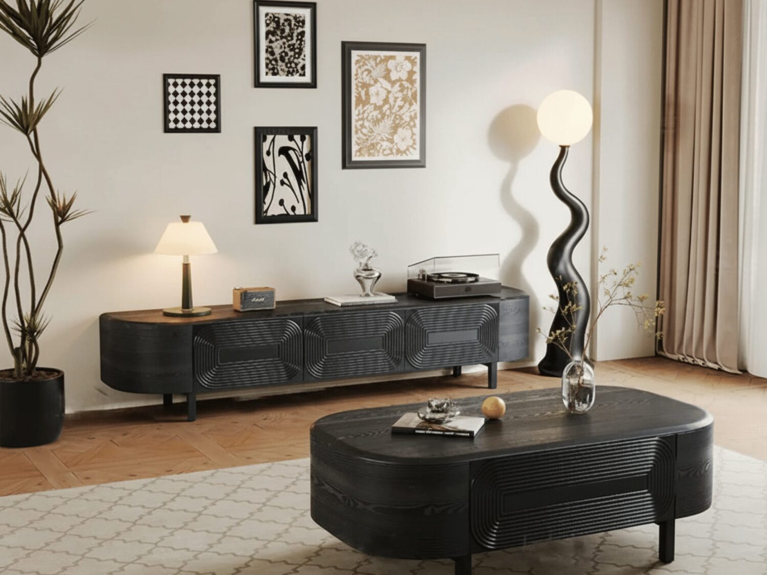 mid-century-modern-black-wood-tv-stand-with-drawers-1 Mid Century Modern Black Wood Tv Stand With Drawers 1