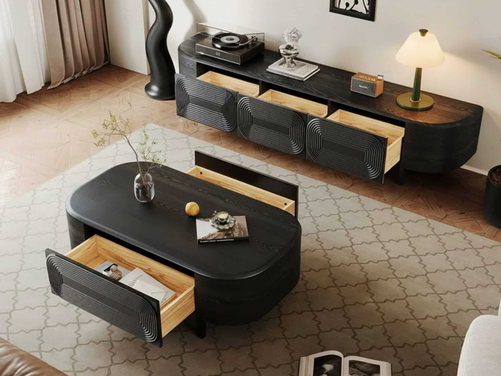 mid-century-modern-black-wood-tv-stand-with-drawers-2 Mid Century Modern Black Wood Tv Stand With Drawers 2