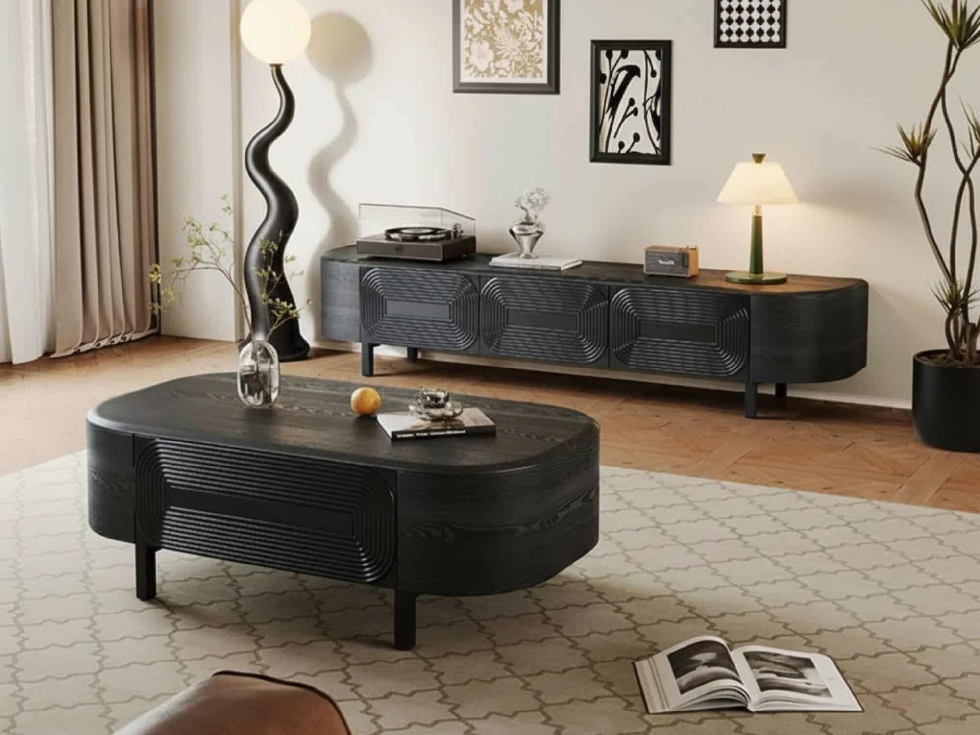 mid-century-modern-black-wood-tv-stand-with-drawers-4 Mid Century Modern Black Wood Tv Stand With Drawers 4