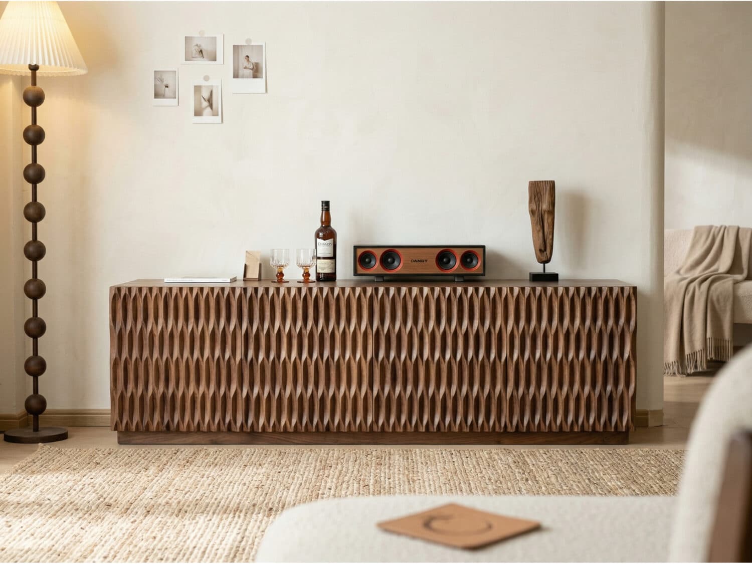 Mid-Century Modern Brown Walnut Shelf Cabinet TV Stand 相册图 #3 scene