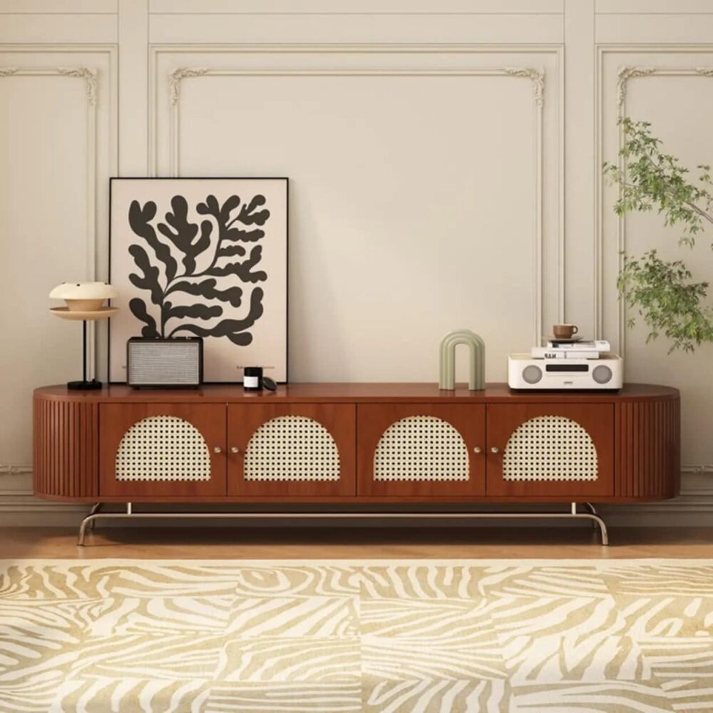mid-century-modern-rattan-tv-stand-with-ample-storage-1 Mid Century Modern Rattan Tv Stand With Ample Storage 1