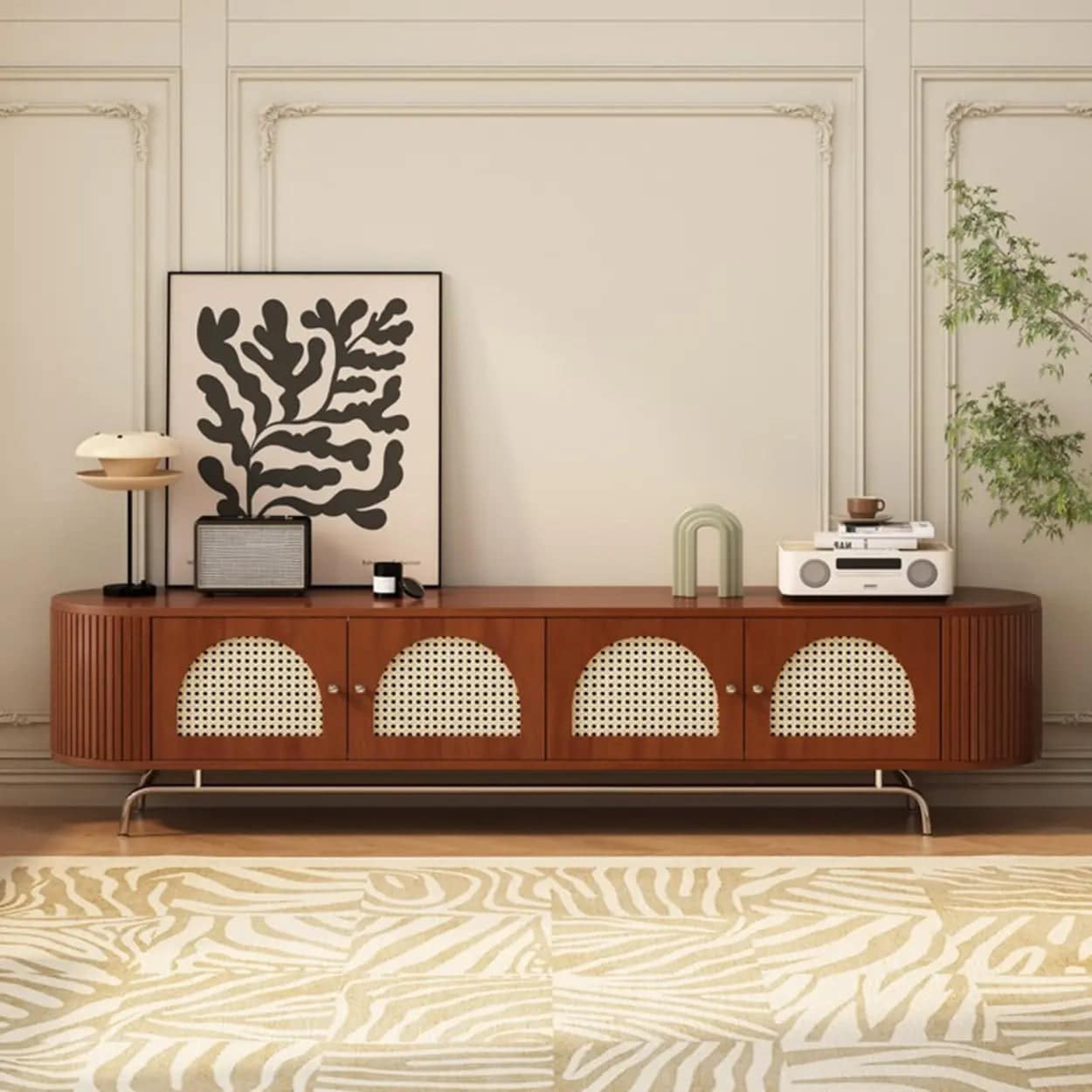 mid-century-modern-rattan-tv-stand-with-ample-storage-1 Mid Century Modern Rattan Tv Stand With Ample Storage 1