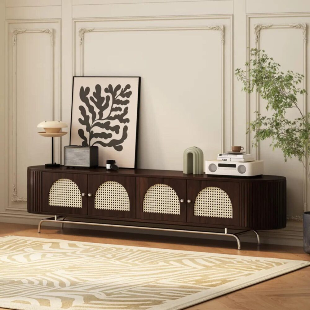 mid-century-modern-rattan-tv-stand-with-ample-storage-3 Mid Century Modern Rattan Tv Stand With Ample Storage 3