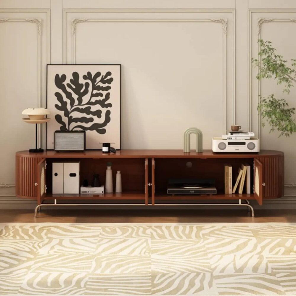 mid-century-modern-rattan-tv-stand-with-ample-storage-4 Mid Century Modern Rattan Tv Stand With Ample Storage 4