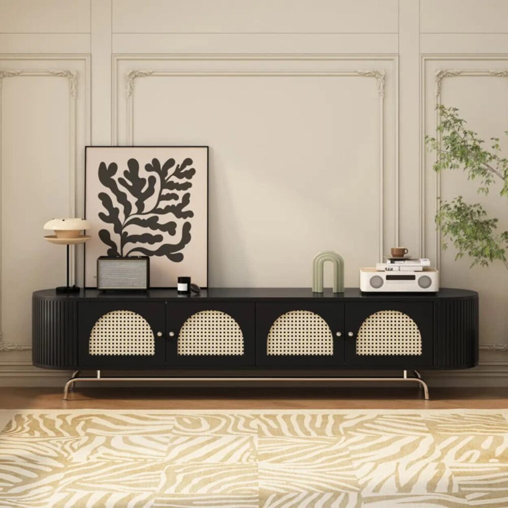 mid-century-modern-rattan-tv-stand-with-ample-storage-5 Mid Century Modern Rattan Tv Stand With Ample Storage 5