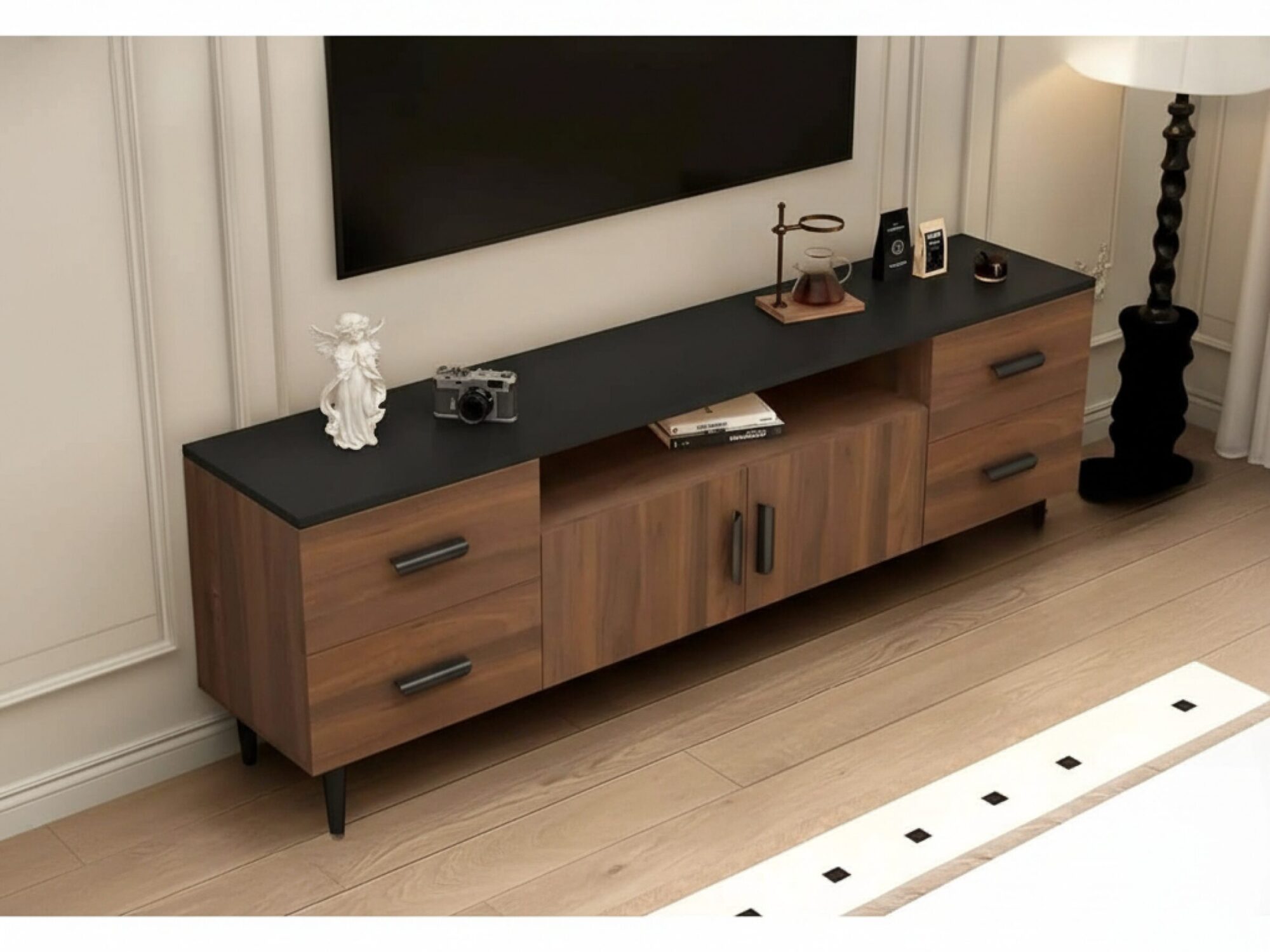mid-century-modern-walnut-tv-stand-with-black-top-13 Mid Century Modern Walnut Tv Stand With Black Top 13