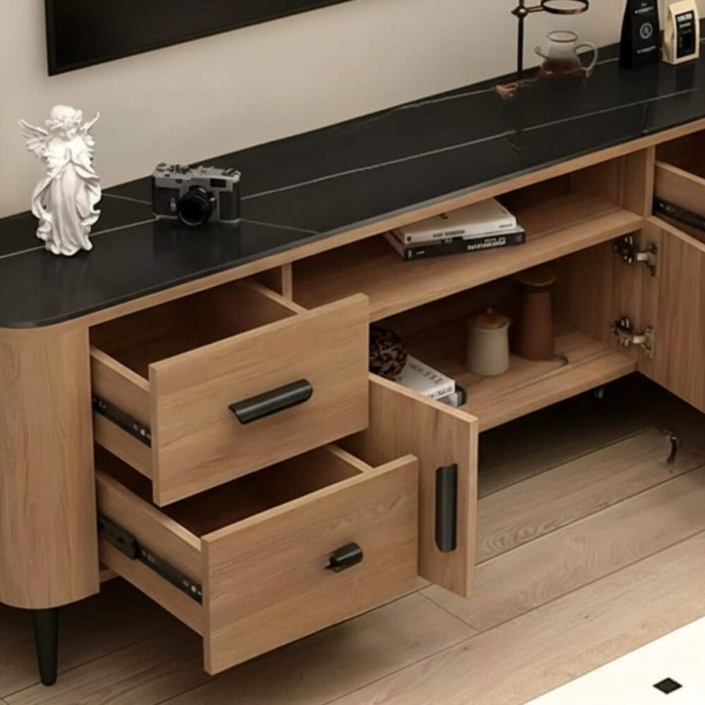 mid-century-modern-walnut-tv-stand-with-black-top-4 Mid Century Modern Walnut Tv Stand With Black Top 4