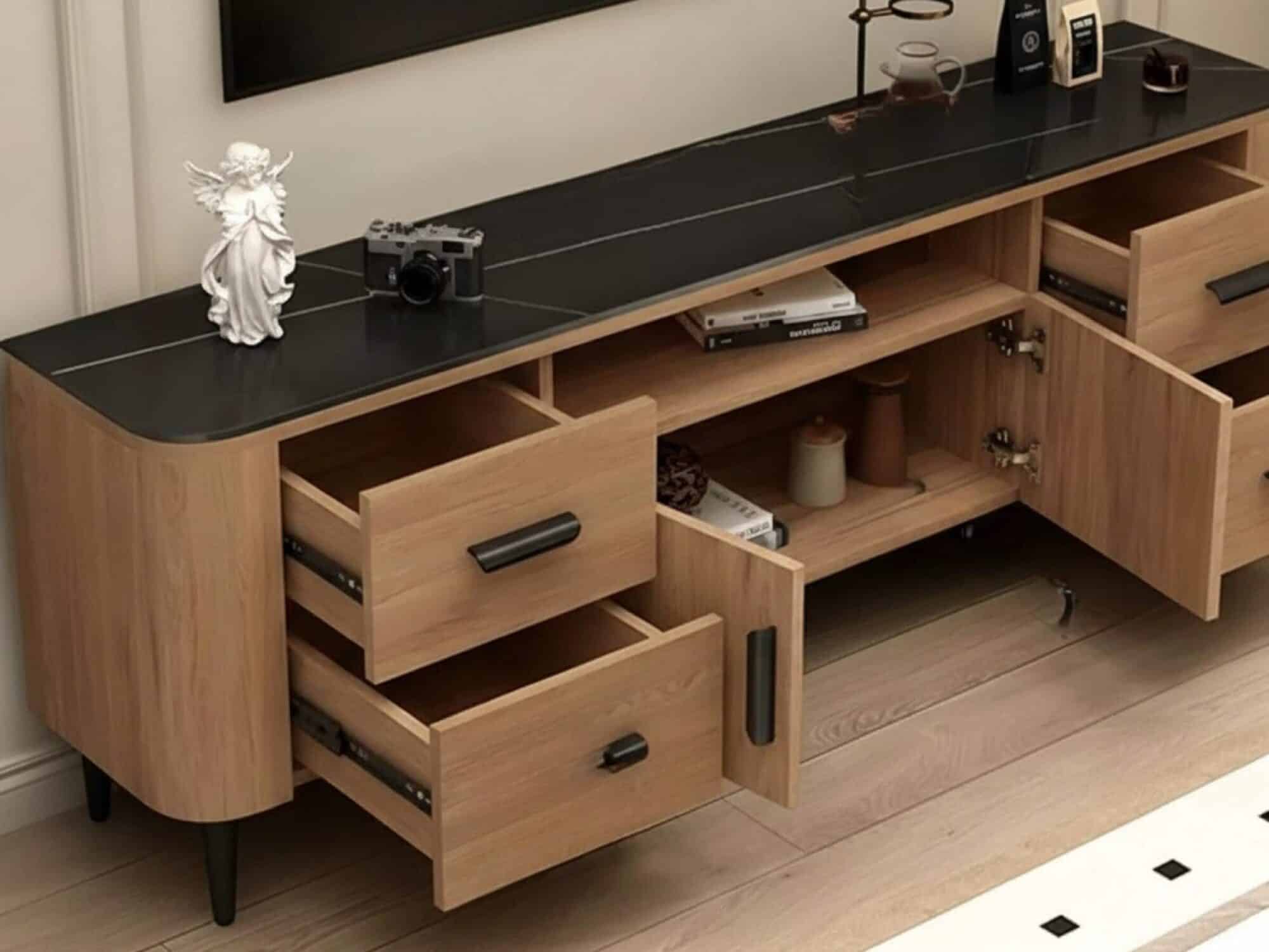 mid-century-modern-walnut-tv-stand-with-black-top-4 Mid Century Modern Walnut Tv Stand With Black Top 4