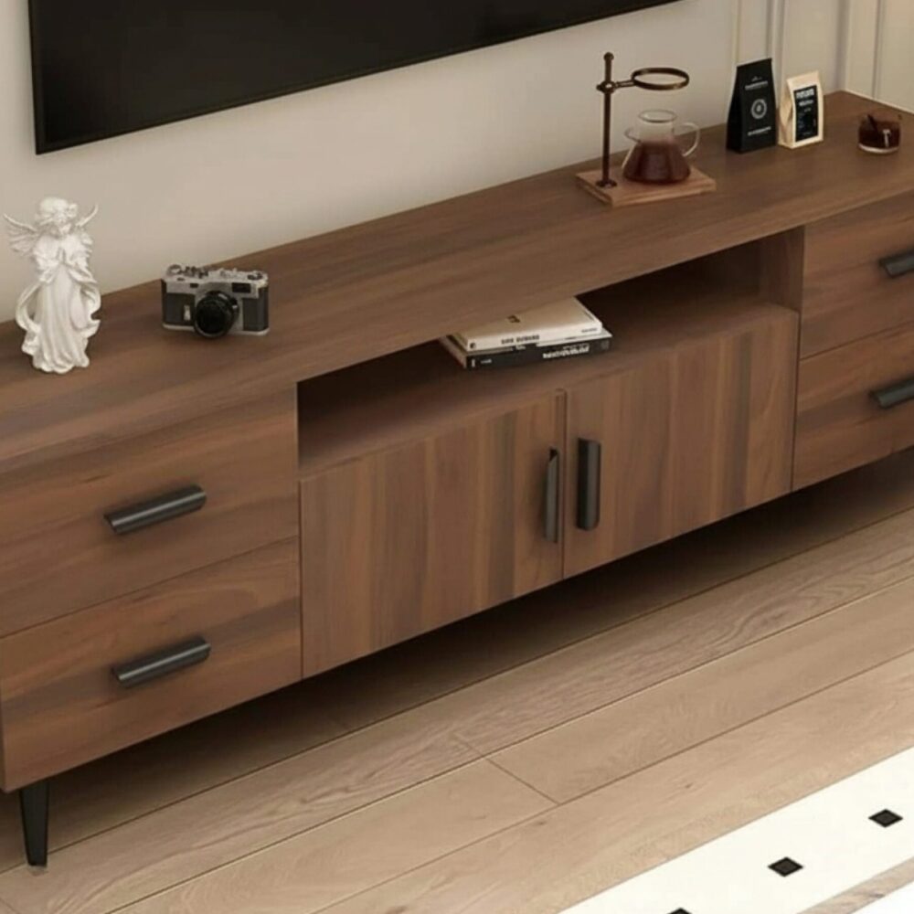 mid-century-modern-walnut-tv-stand-with-black-top-5 Mid Century Modern Walnut Tv Stand With Black Top 5