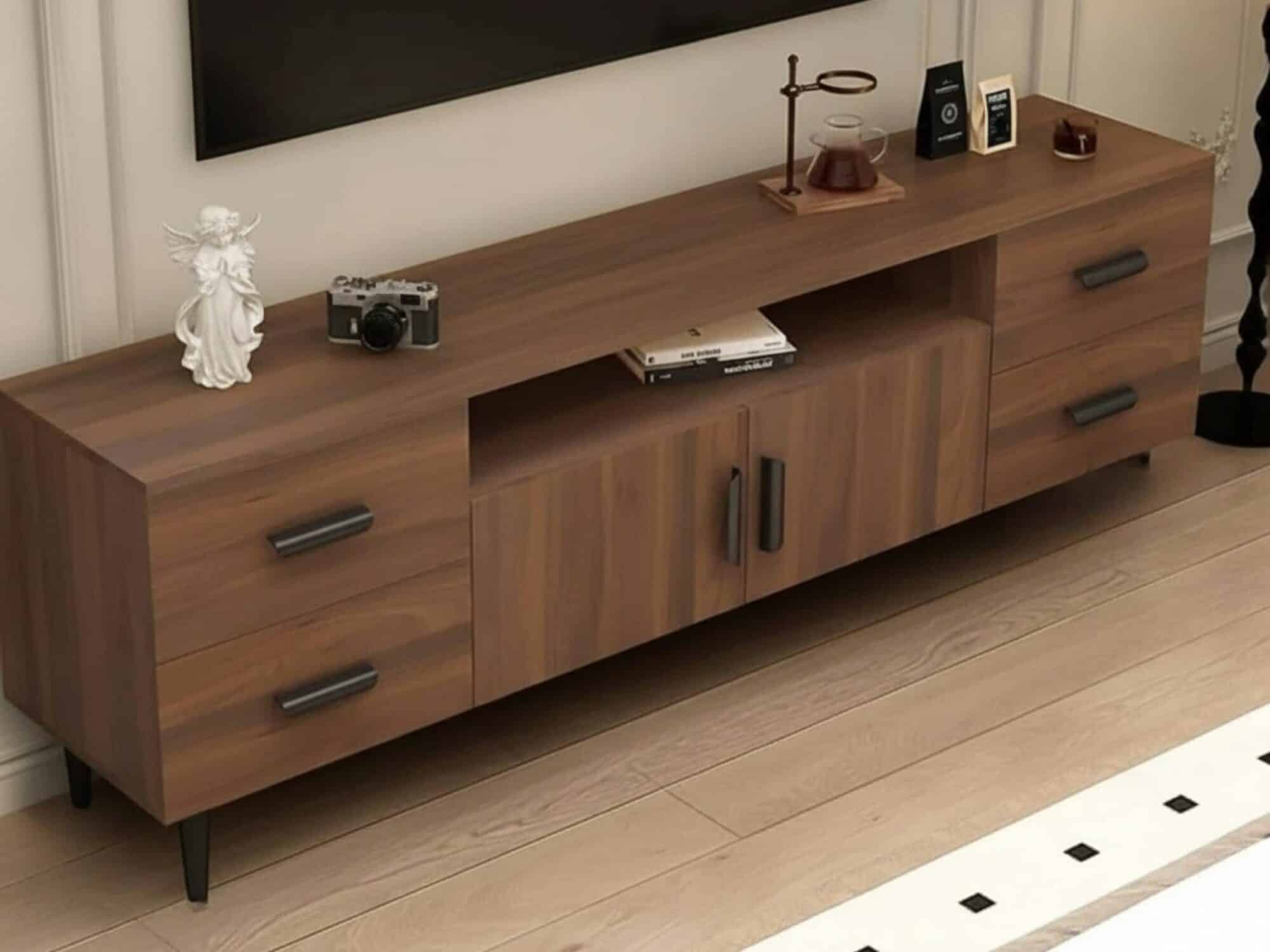 mid-century-modern-walnut-tv-stand-with-black-top-5 Mid Century Modern Walnut Tv Stand With Black Top 5