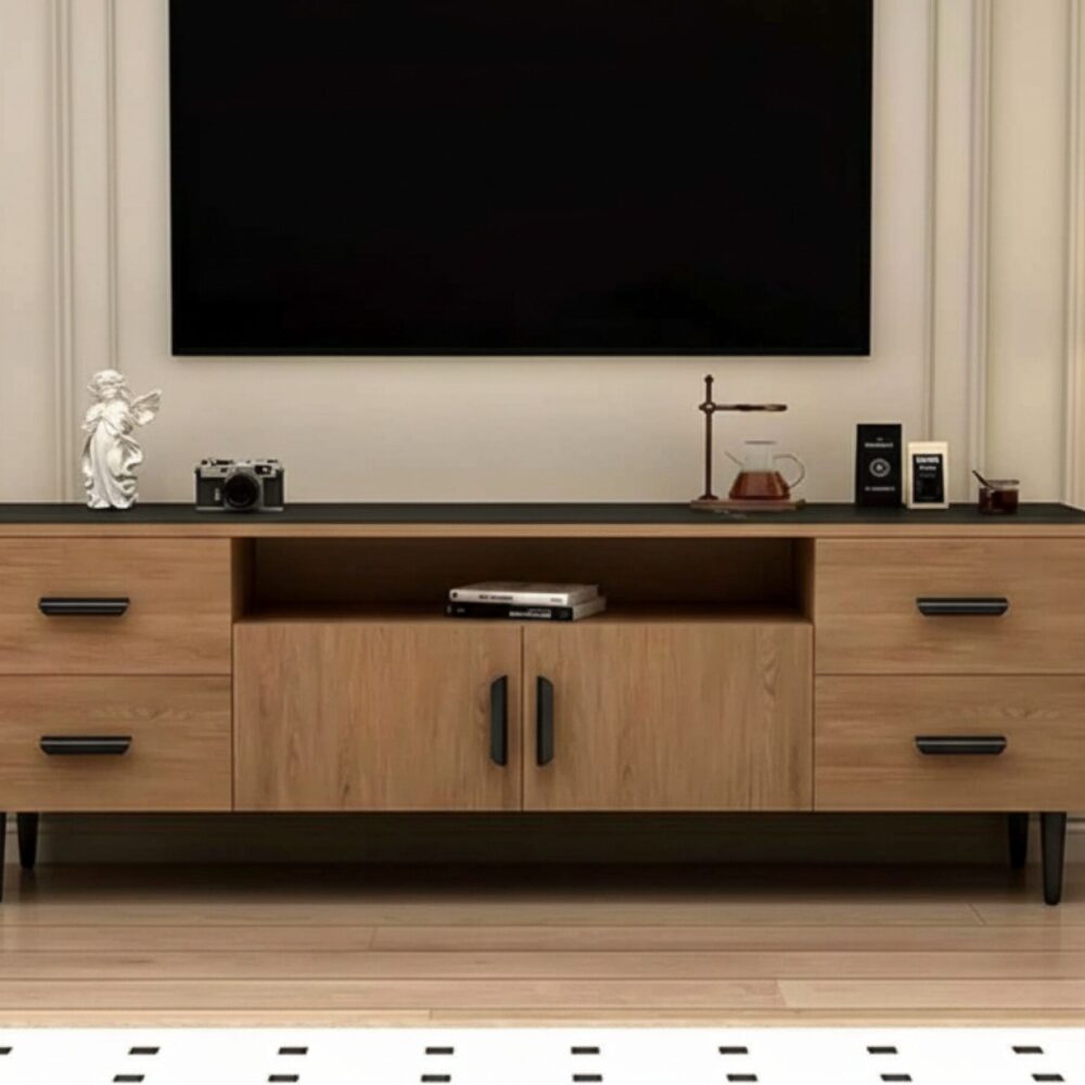 mid-century-modern-walnut-tv-stand-with-black-top-6 Mid Century Modern Walnut Tv Stand With Black Top 6