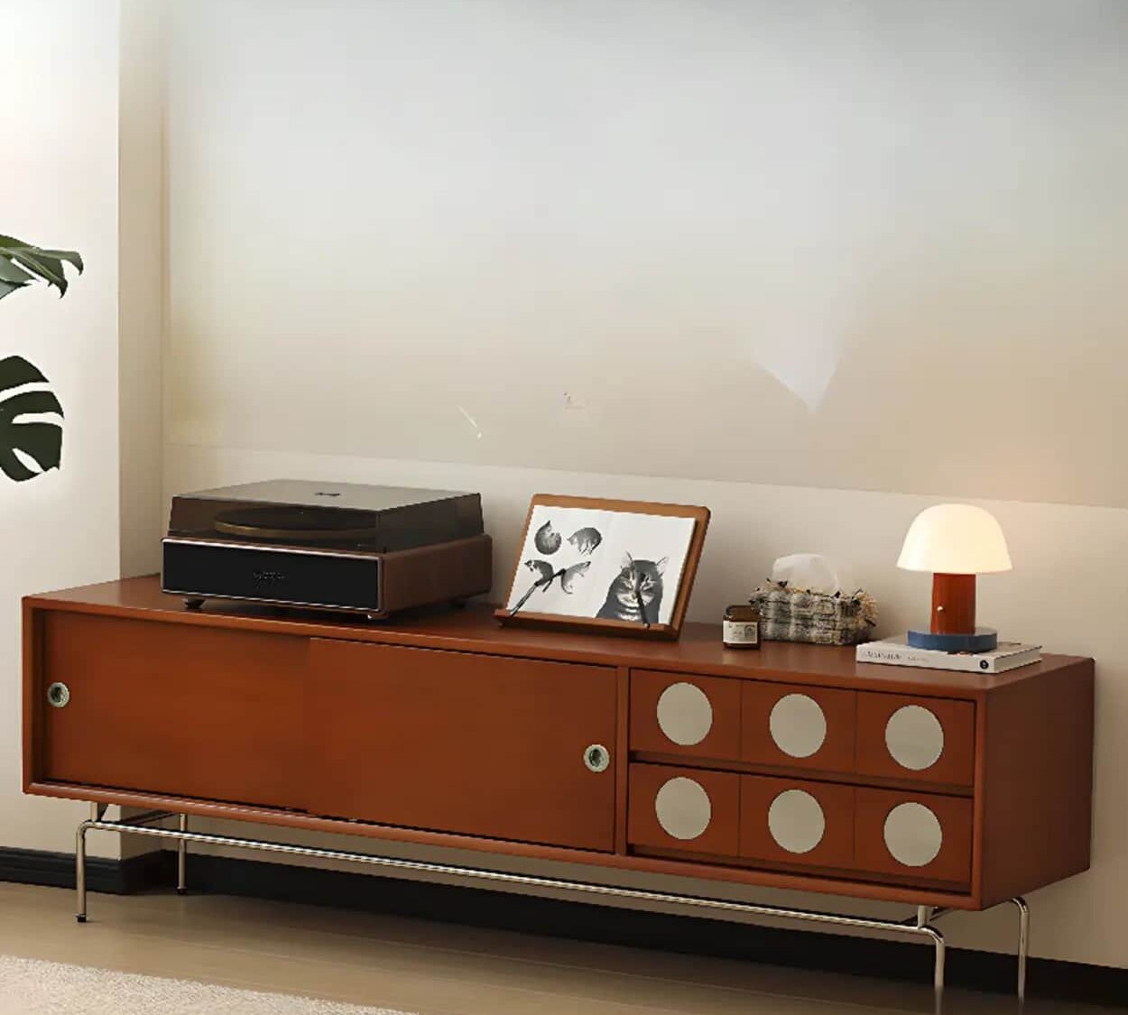 mid-century-modern-walnut-wood-tv-stand-with-sliding-doors-1 Mid Century Modern Walnut Wood Tv Stand With Sliding Doors 1