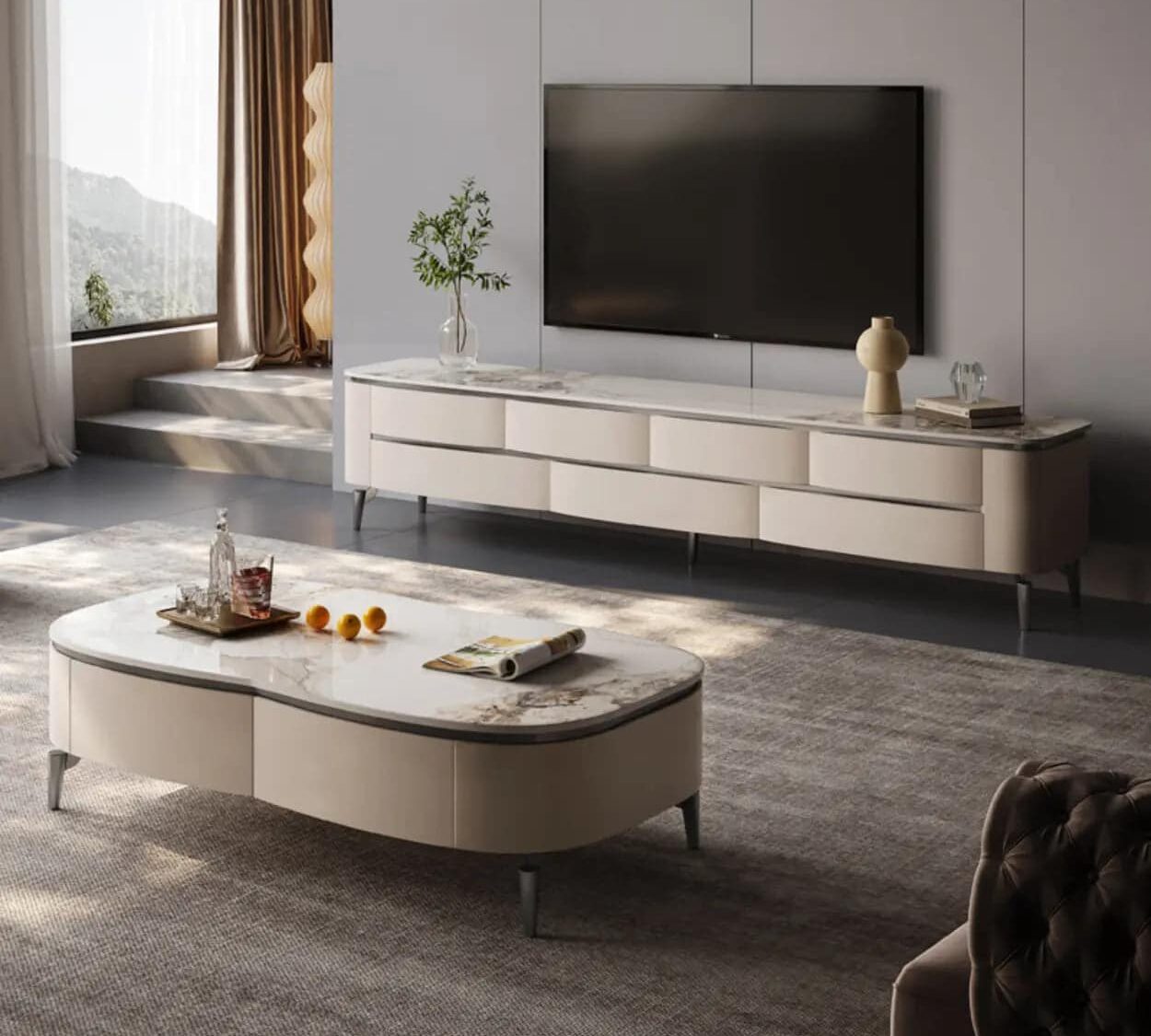 Mid Century Modern Walnut Wood Tv Stand With Storage 2