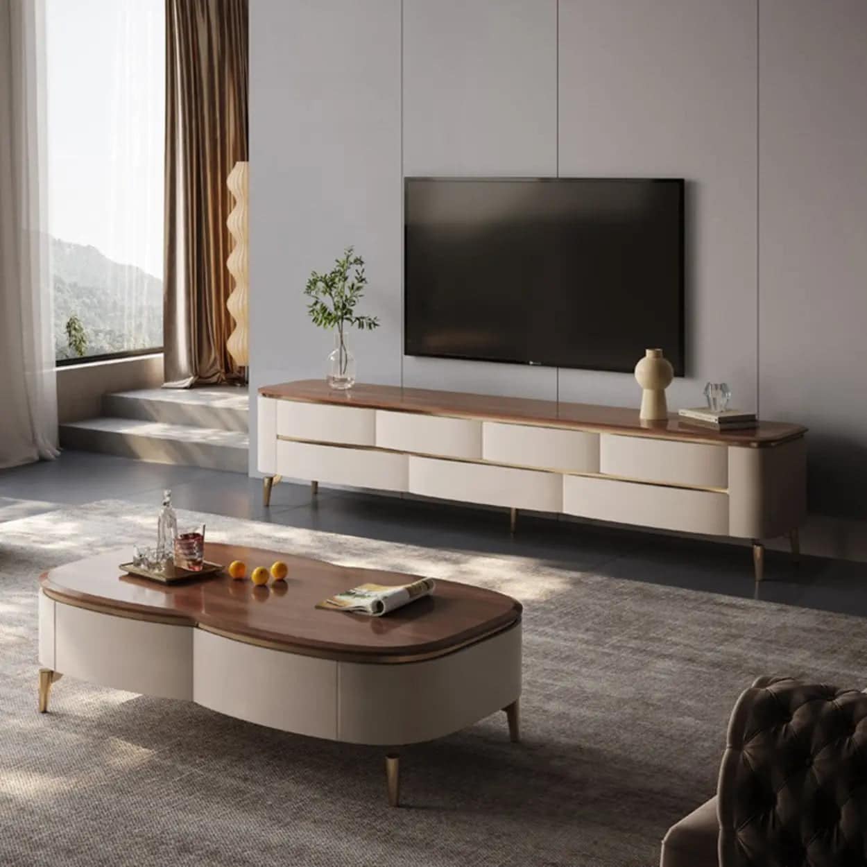 mid-century-modern-walnut-wood-tv-stand-with-storage-3 Mid Century Modern Walnut Wood Tv Stand With Storage 3