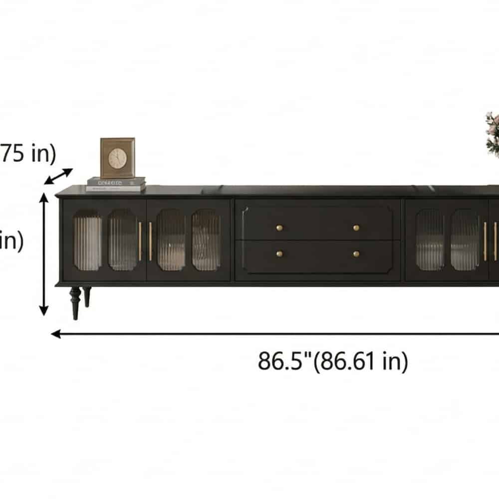 Mid-Century Modern Wood Black Drawers Long TV Stand - dimensions - 相册图 #10 Mid-Century Modern Wood Black Drawers Long TV Stand 相册图 #10 dimensions