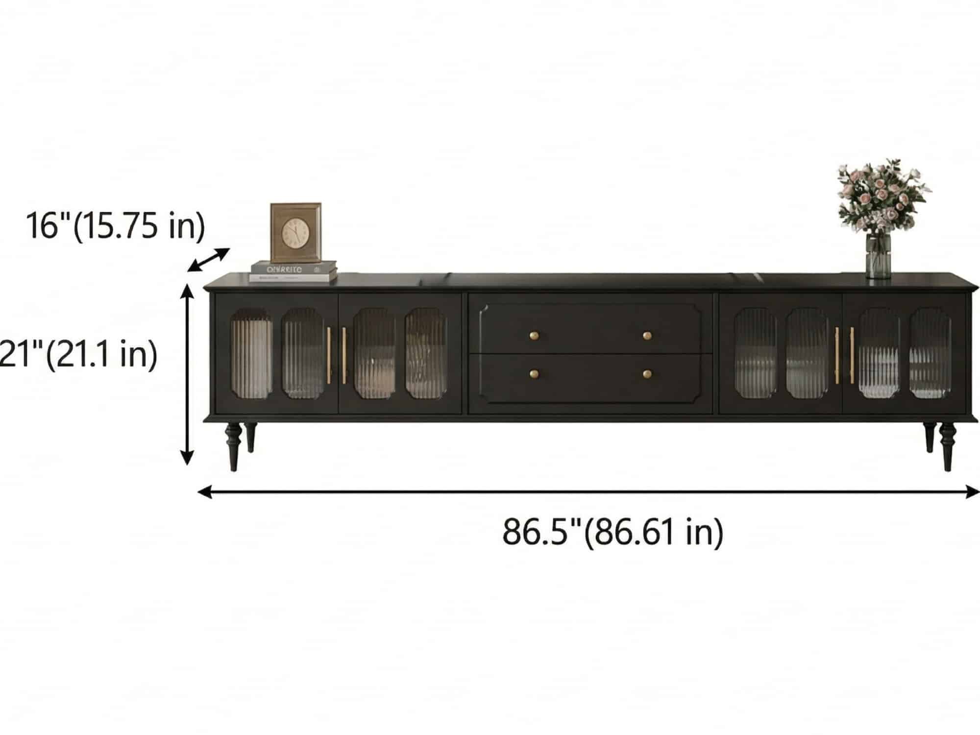 Mid-Century Modern Wood Black Drawers Long TV Stand - dimensions - 相册图 #10 Mid-Century Modern Wood Black Drawers Long TV Stand 相册图 #10 dimensions