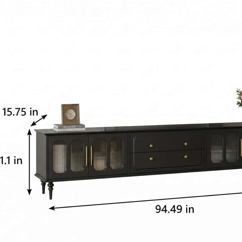 Mid-Century Modern Wood Black Drawers Long TV Stand - dimensions - 相册图 #11 Mid-Century Modern Wood Black Drawers Long TV Stand 相册图 #11 dimensions