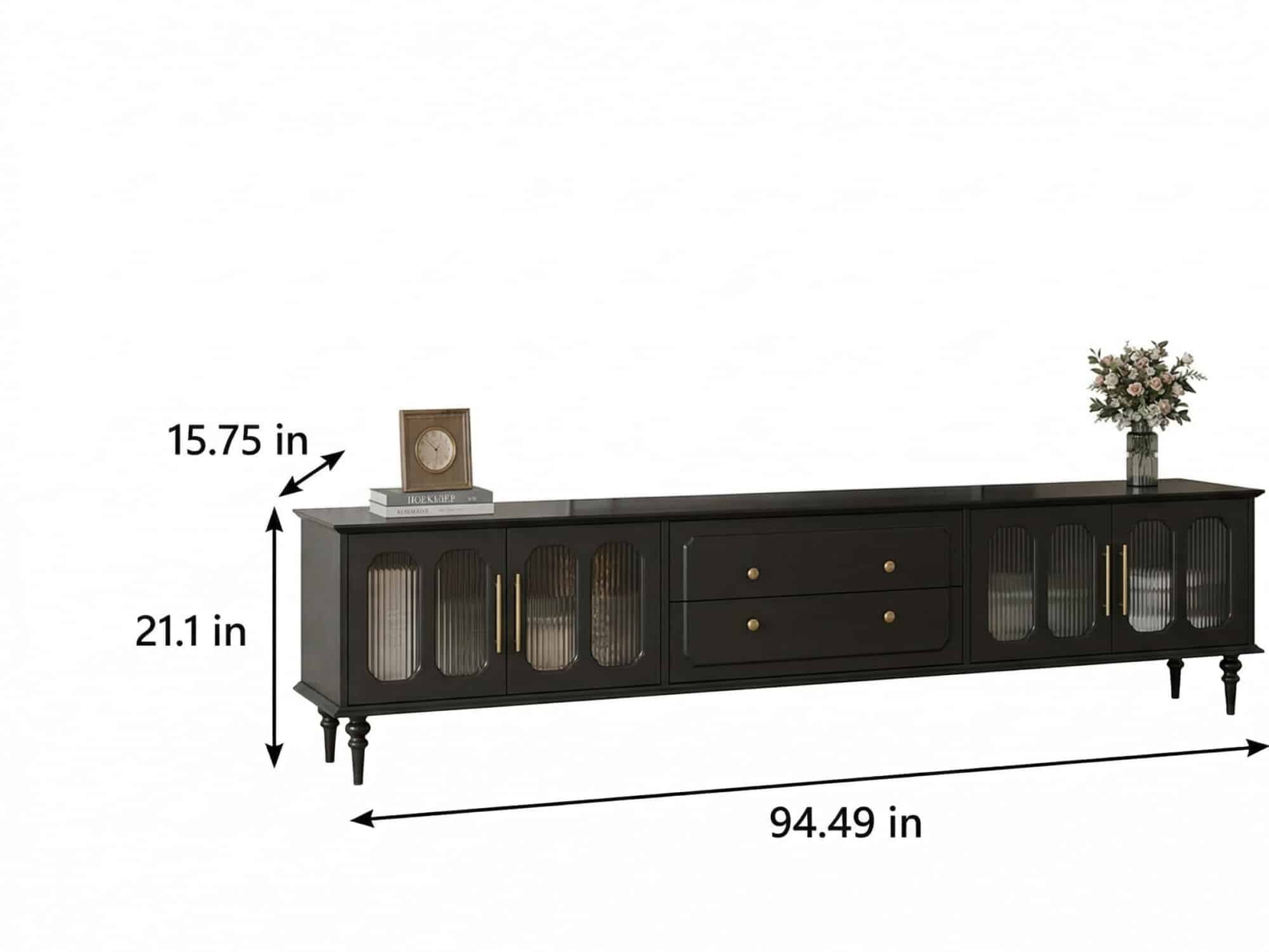 Mid-Century Modern Wood Black Drawers Long TV Stand - dimensions - 相册图 #11 Mid-Century Modern Wood Black Drawers Long TV Stand 相册图 #11 dimensions