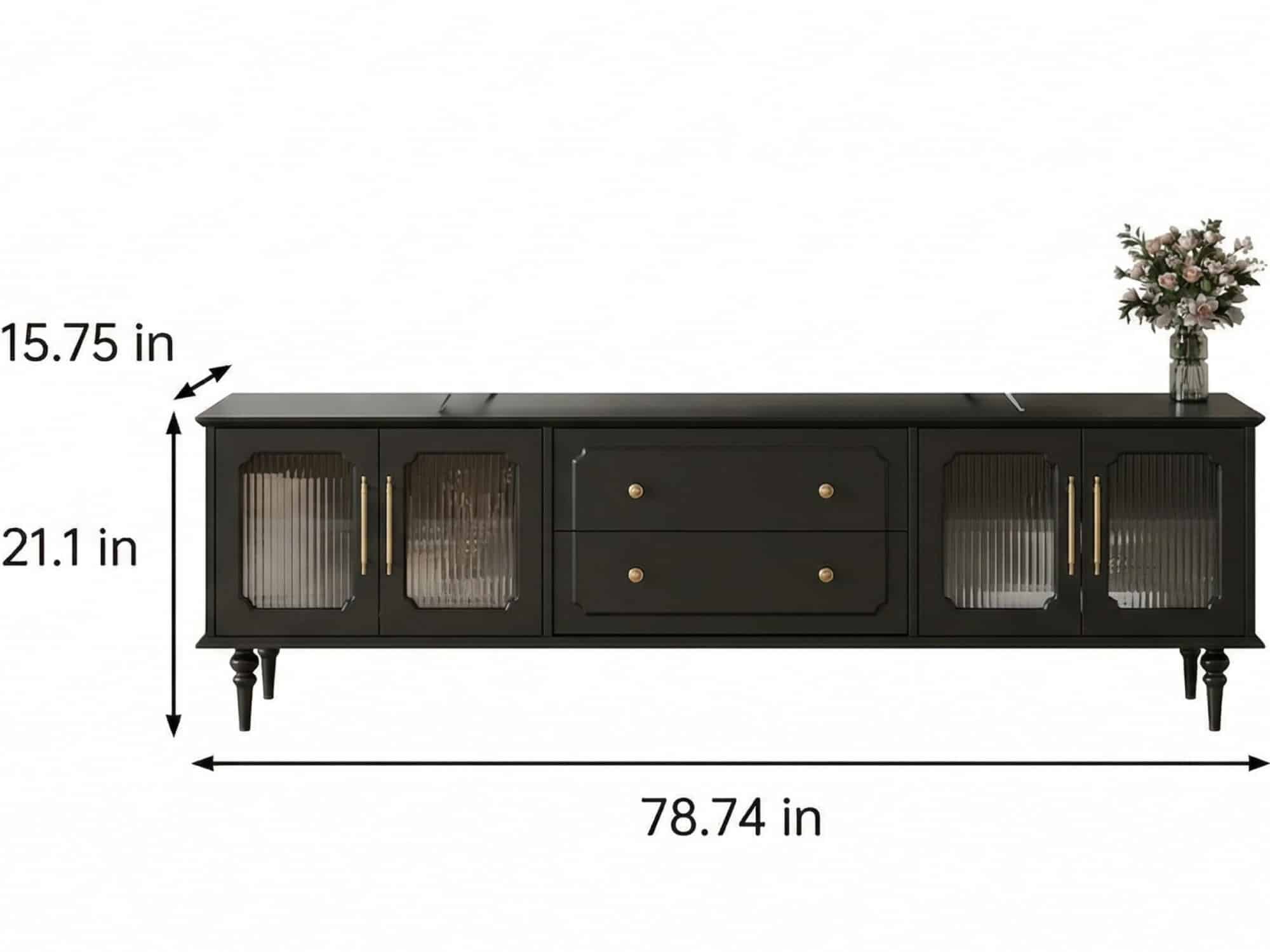 Mid-Century Modern Wood Black Drawers Long TV Stand - dimensions - 相册图 #9 Mid-Century Modern Wood Black Drawers Long TV Stand 相册图 #9 dimensions