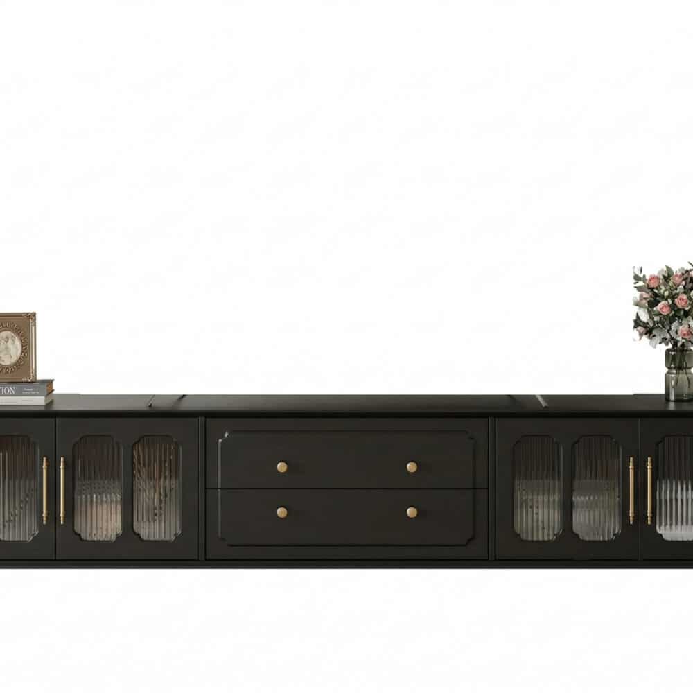 Mid-Century Modern Wood Black Drawers Long TV Stand - resized - 相册图 #1 Mid-Century Modern Wood Black Drawers Long TV Stand 相册图 #1 resized