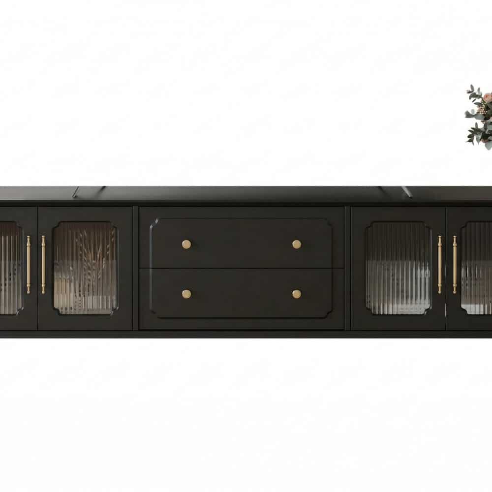 Mid-Century Modern Wood Black Drawers Long TV Stand - resized - 相册图 #2 Mid-Century Modern Wood Black Drawers Long TV Stand 相册图 #2 resized