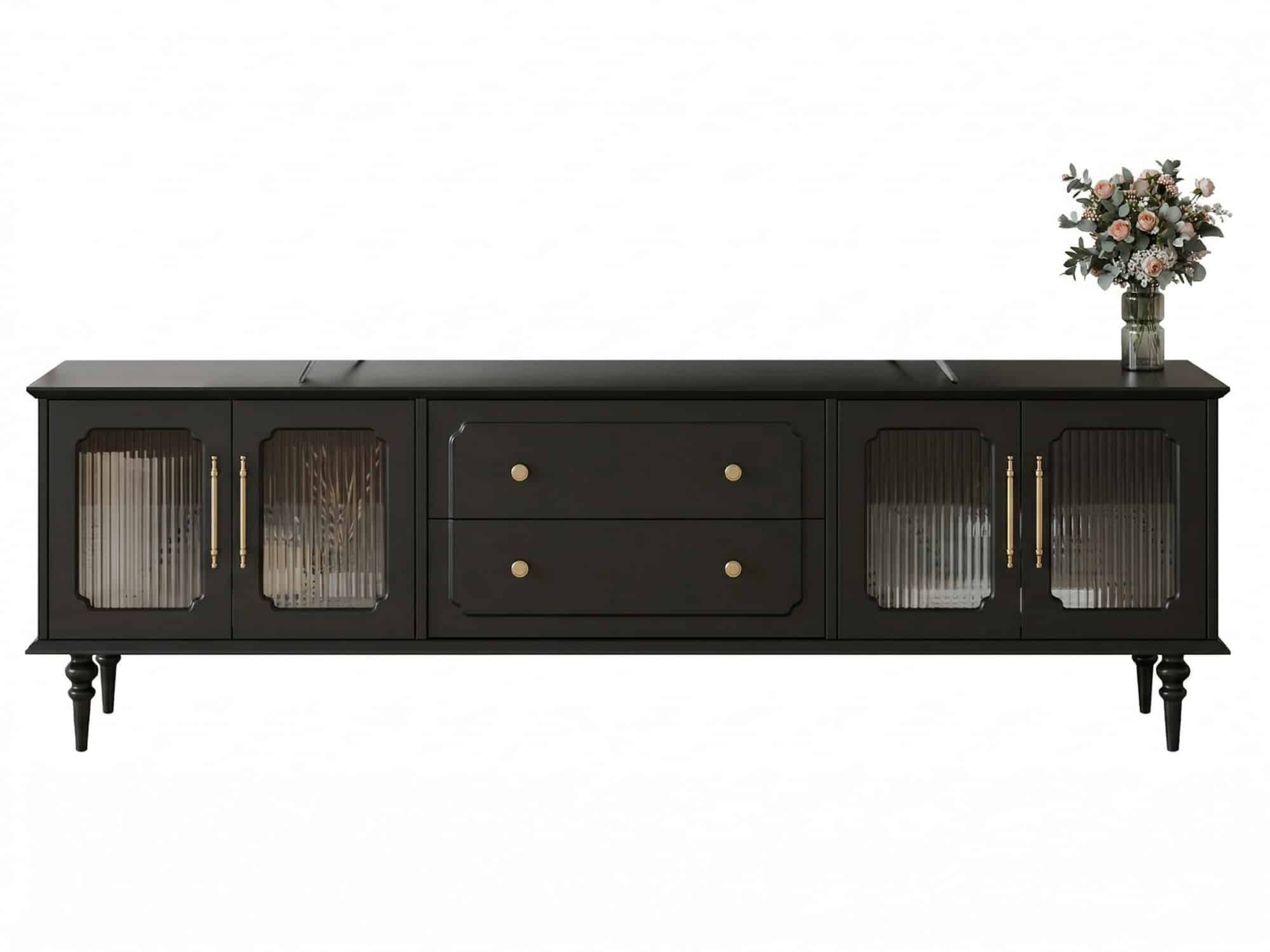 Mid-Century Modern Wood Black Drawers Long TV Stand - resized - 相册图 #2 Mid-Century Modern Wood Black Drawers Long TV Stand 相册图 #2 resized