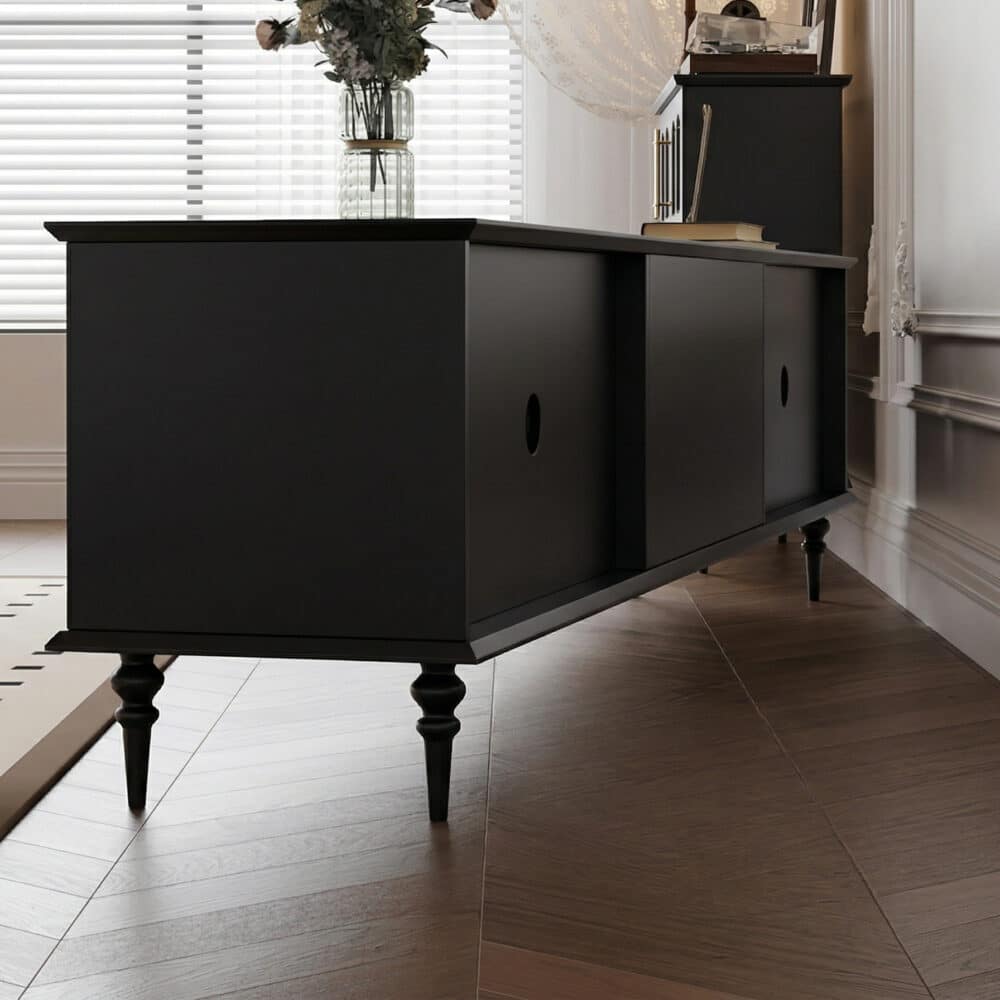 Mid-Century Modern Wood Black Drawers Long TV Stand - resized - 相册图 #5 Mid-Century Modern Wood Black Drawers Long TV Stand 相册图 #5 resized