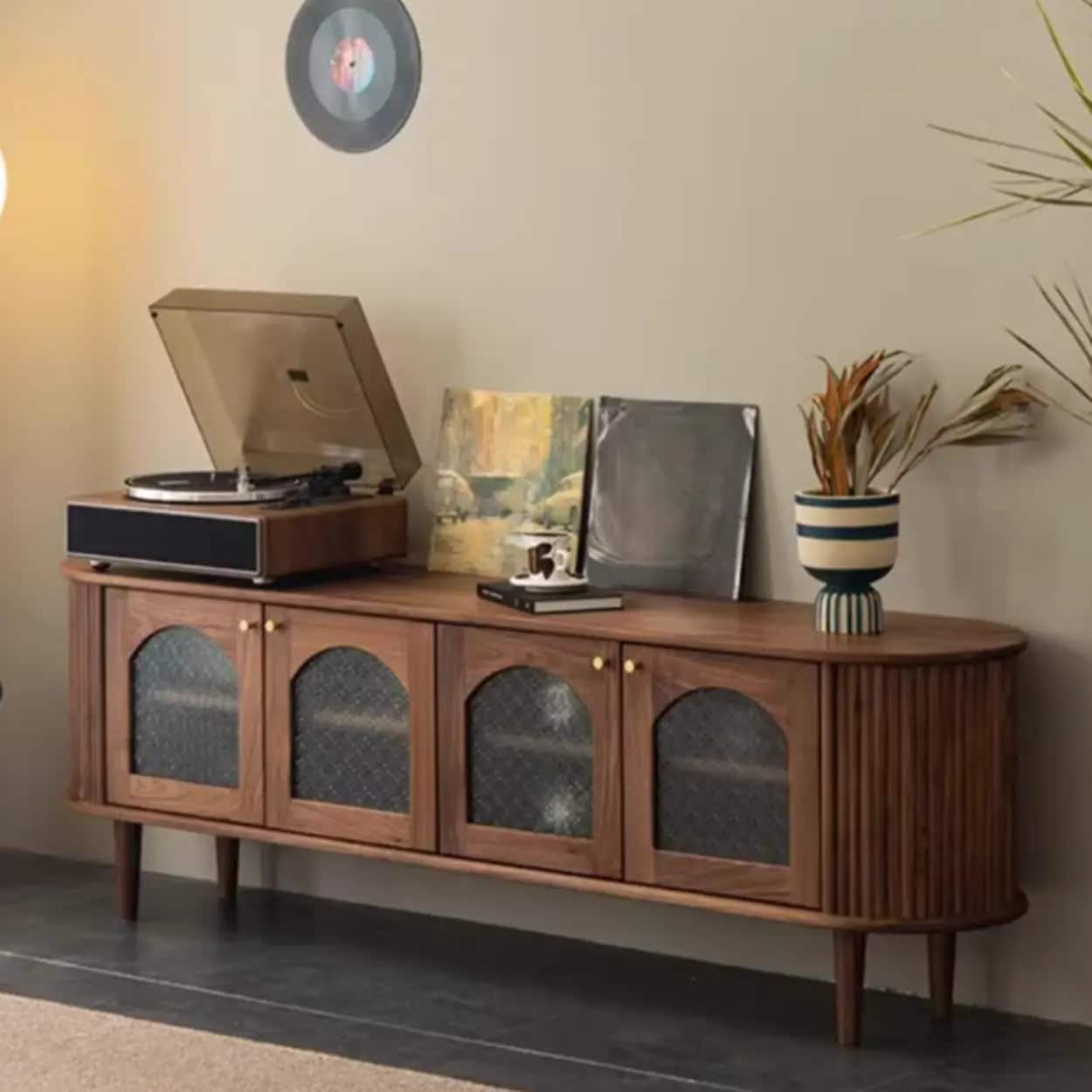 mid-century-walnut-wood-tv-stand-with-storage-cabinet-1 Mid Century Walnut Wood Tv Stand With Storage Cabinet 1