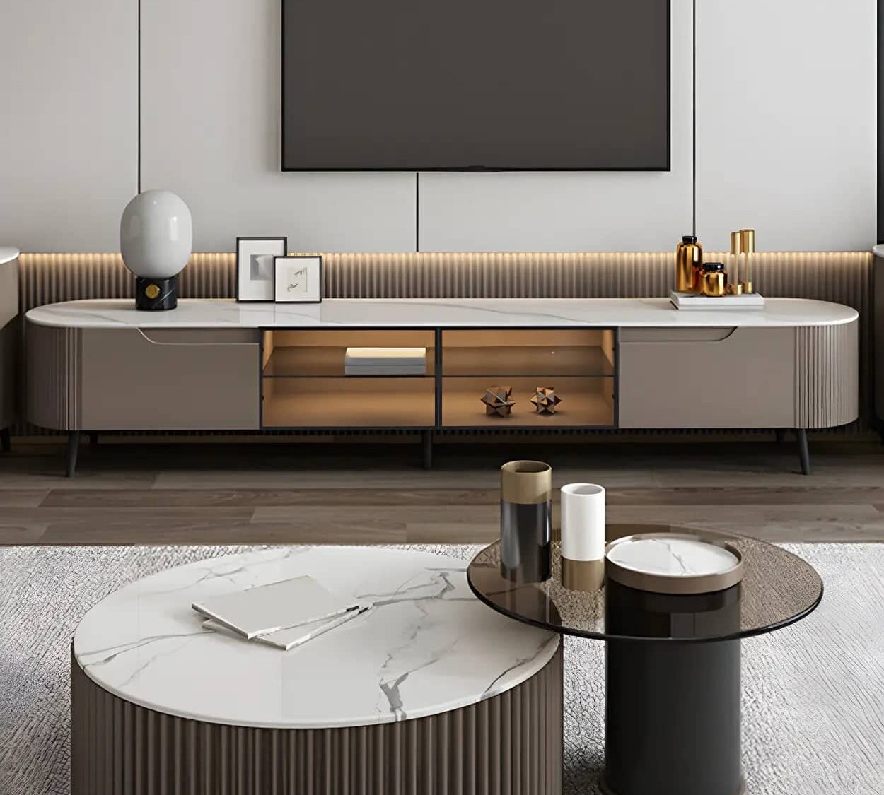 Modern Grey Stone Drawers Shelves Long Length Tv Stand 2 C399aeb7 D307 4464 A29d D52f8965f2e9