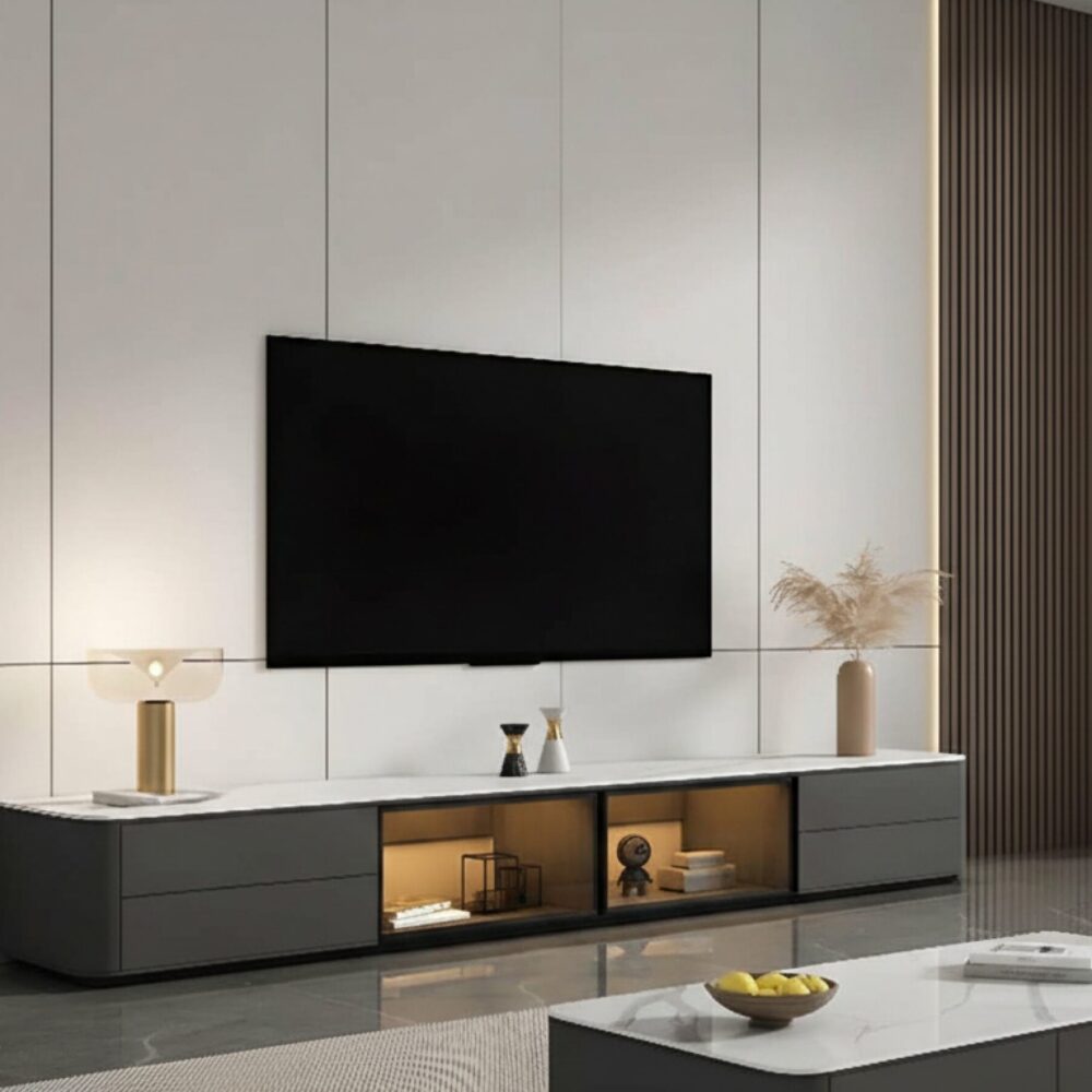modern-led-tv-stand-with-drawers-and-glass-cabinet-doors-1 Modern Led Tv Stand With Drawers And Glass Cabinet Doors 1