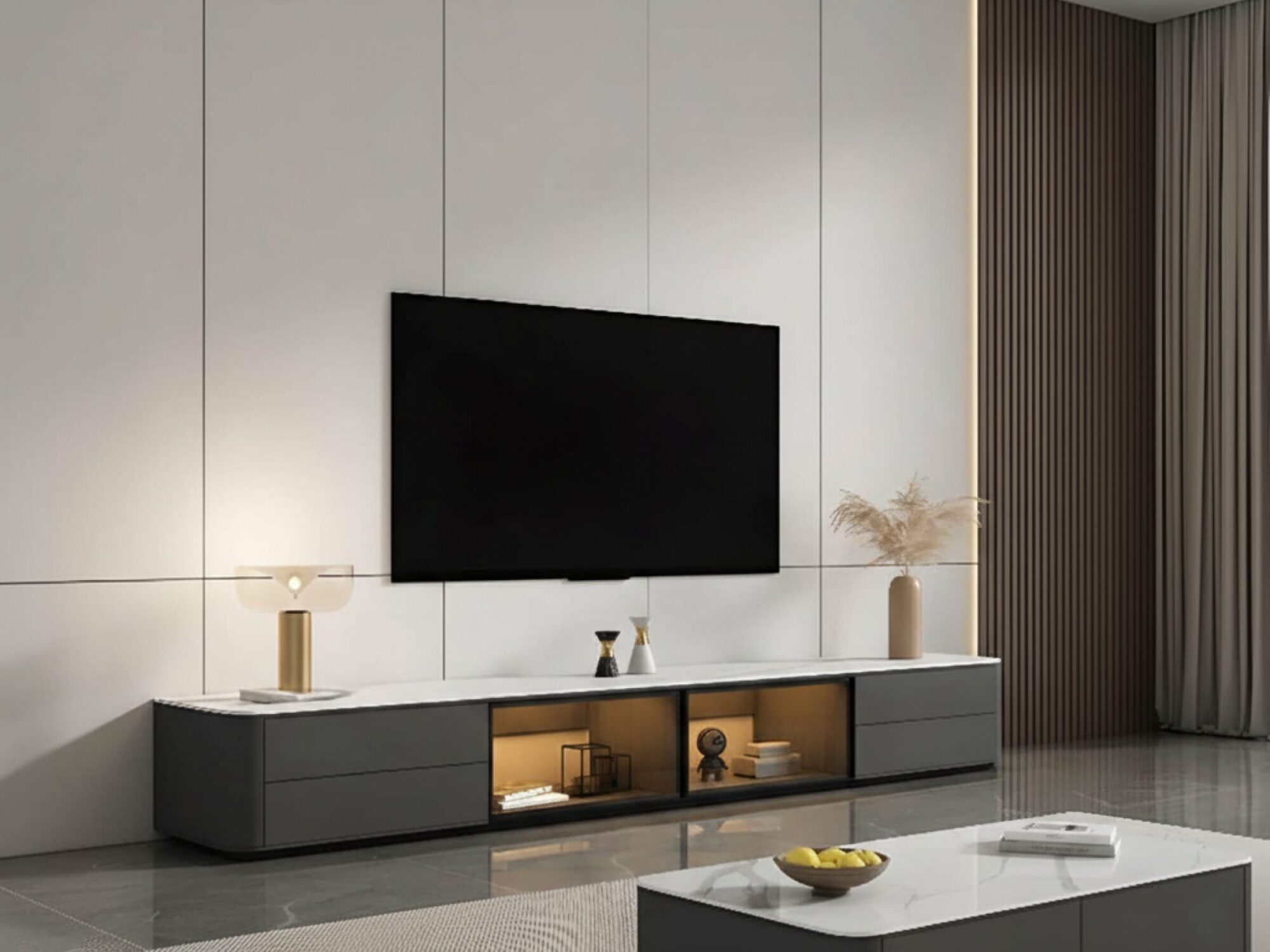 modern-led-tv-stand-with-drawers-and-glass-cabinet-doors-1 Modern Led Tv Stand With Drawers And Glass Cabinet Doors 1