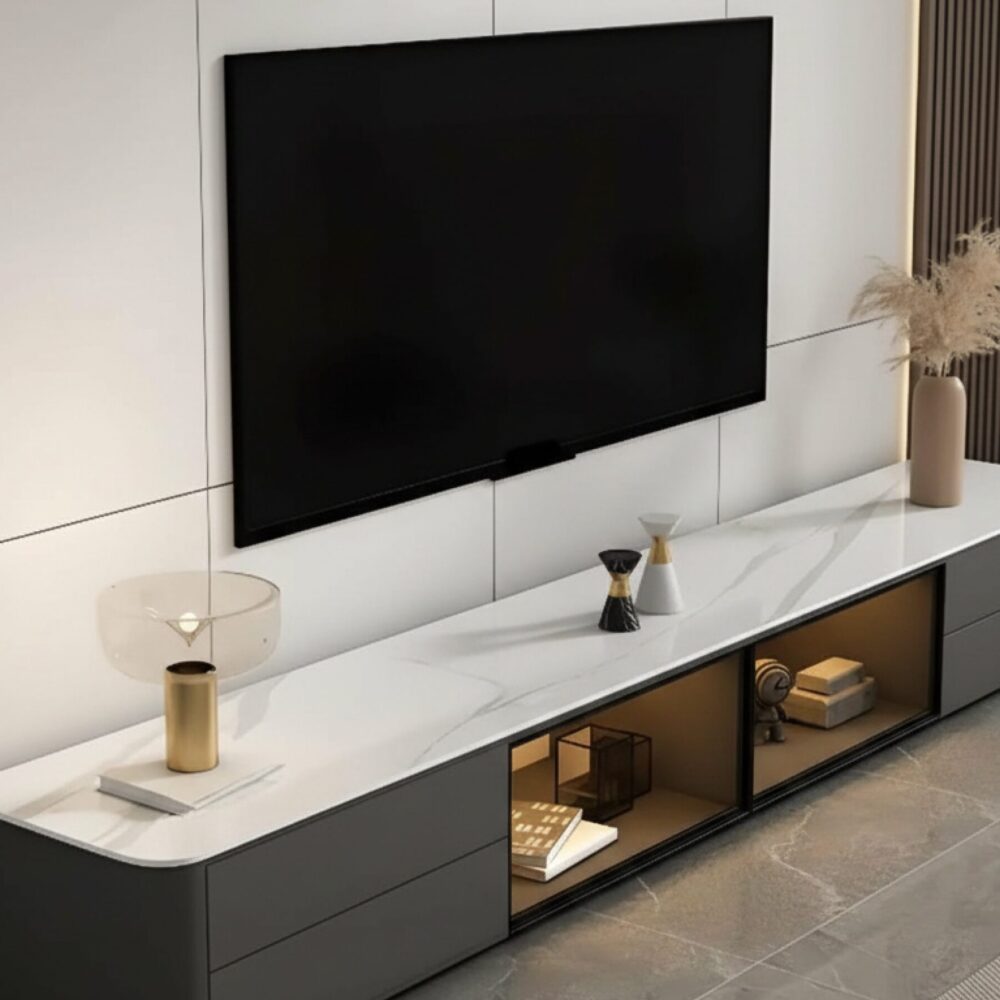 modern-led-tv-stand-with-drawers-and-glass-cabinet-doors-6 Modern Led Tv Stand With Drawers And Glass Cabinet Doors 6