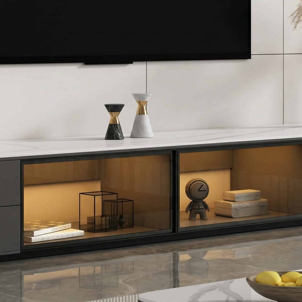 modern-led-tv-stand-with-drawers-and-glass-cabinet-doors-8 Modern Led Tv Stand With Drawers And Glass Cabinet Doors 8