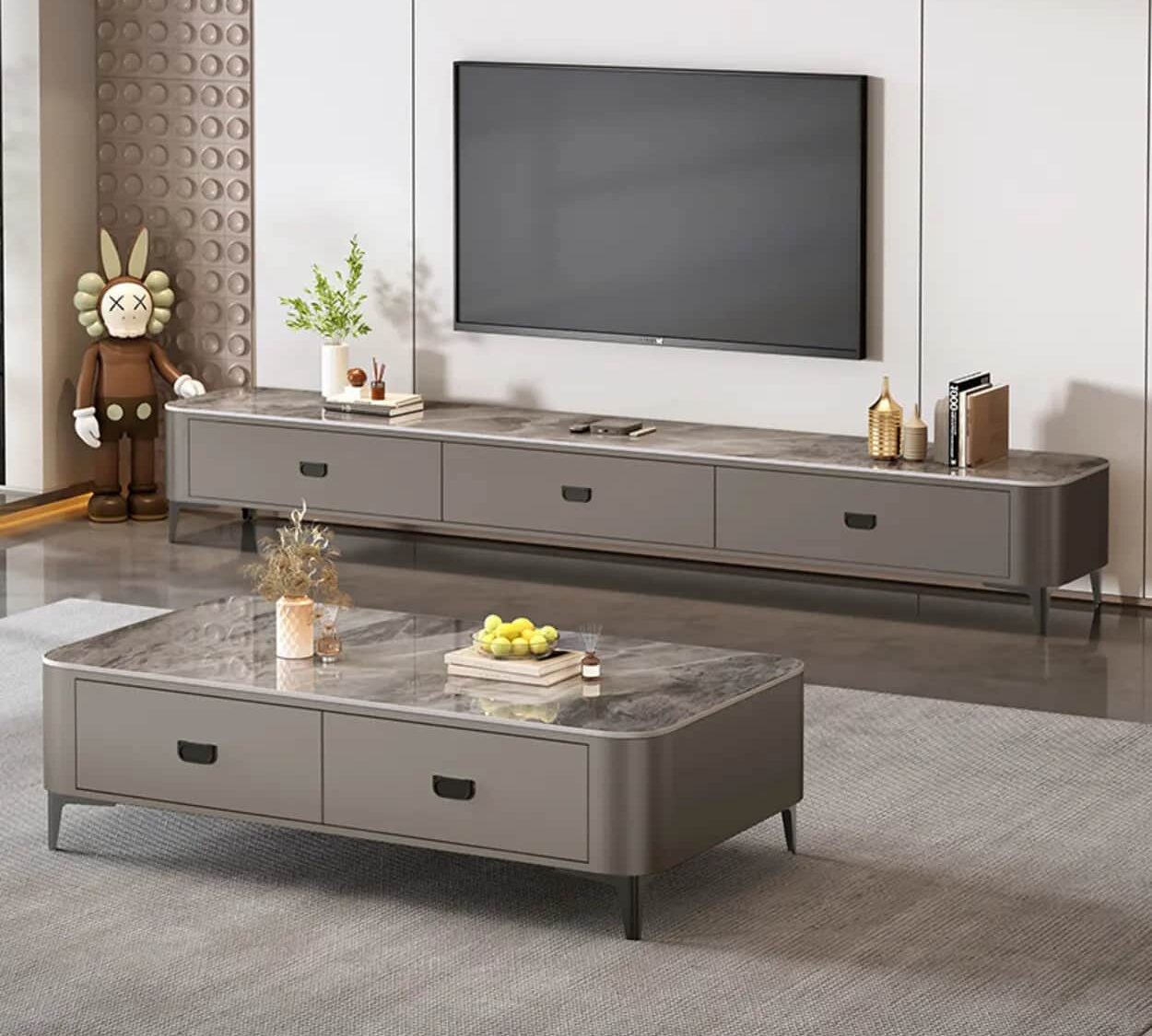 modern-marble-top-gray-tv-stand-with-drawers-storage-1 Modern Marble Top Gray Tv Stand With Drawers Storage 1