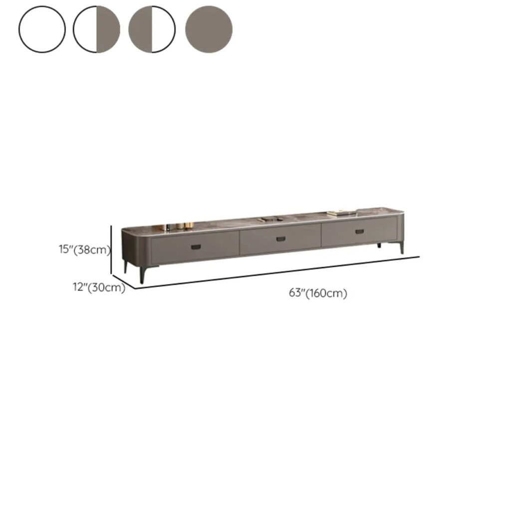 Modern Marble Top Gray Tv Stand With Drawers Storage 15