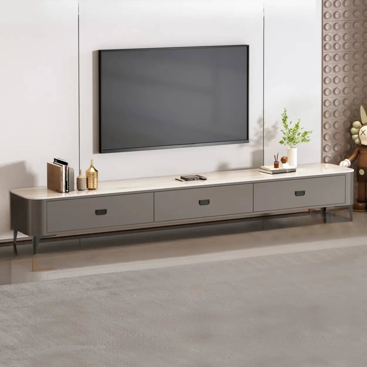 modern-marble-top-gray-tv-stand-with-drawers-storage-3 Modern Marble Top Gray Tv Stand With Drawers Storage 3