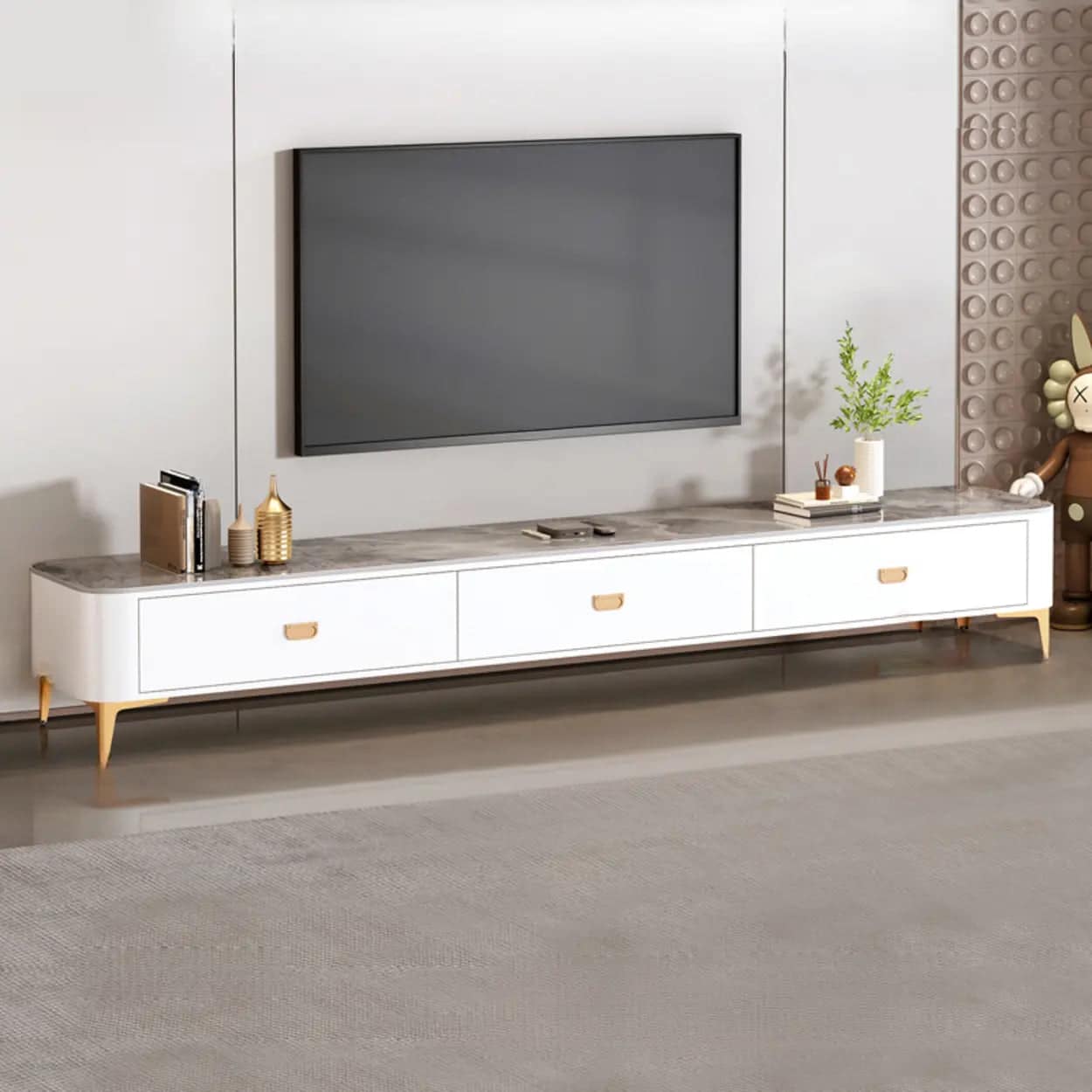 modern-marble-top-gray-tv-stand-with-drawers-storage-5 Modern Marble Top Gray Tv Stand With Drawers Storage 5