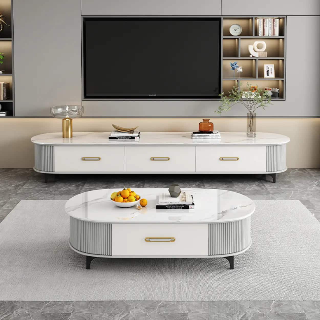 modern-marble-top-oval-tv-stand-with-storage-drawers-3 Modern Marble Top Oval Tv Stand With Storage Drawers 3